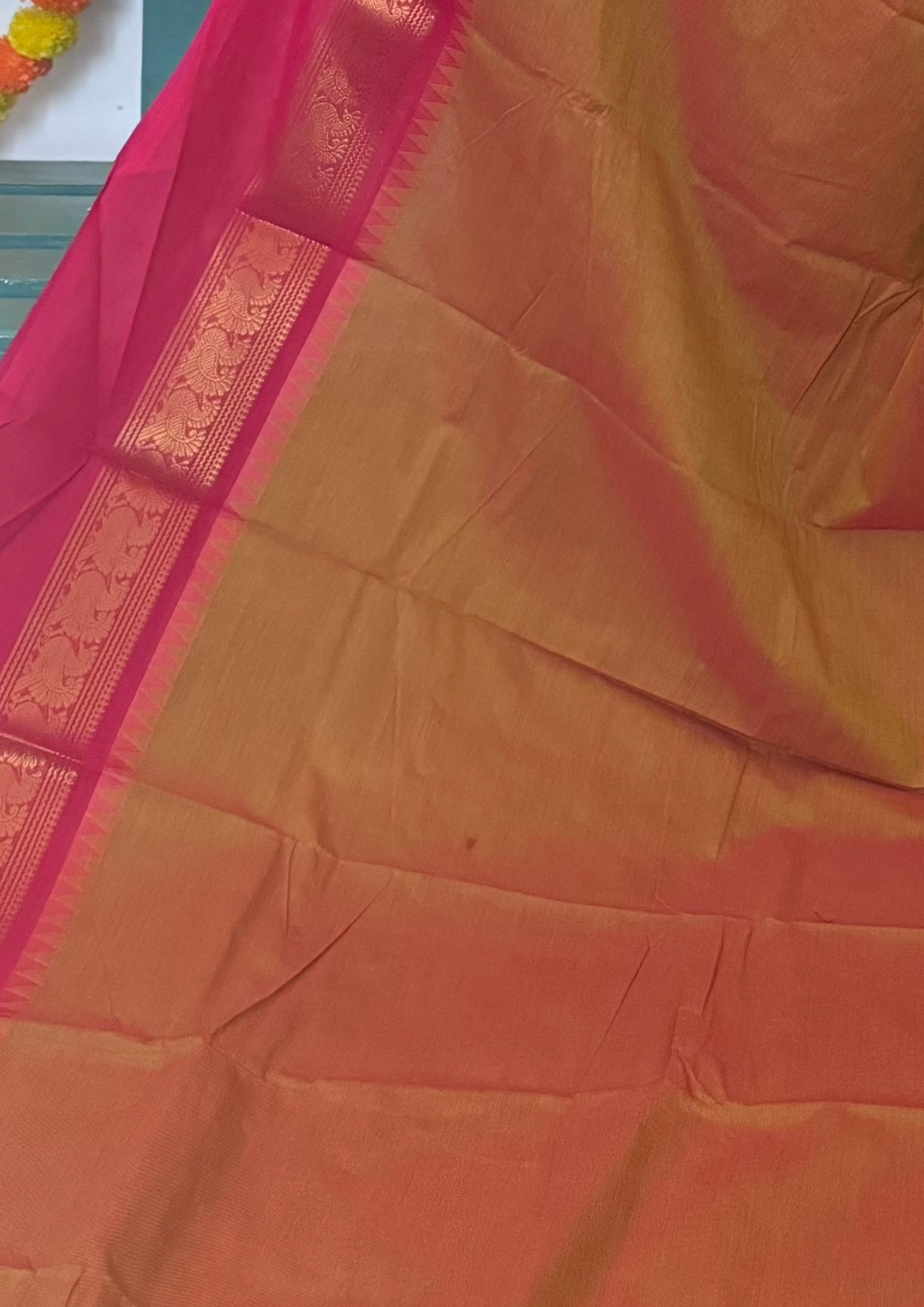 Mustard  Ganga Jamuna Chettinadu Cotton Saree