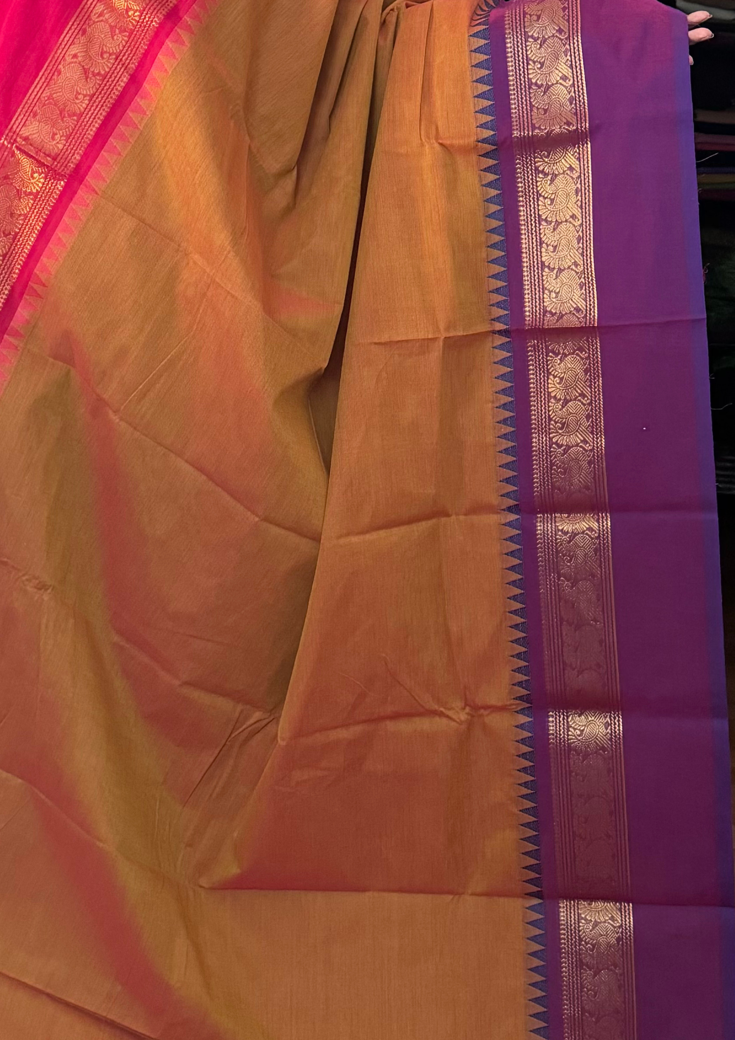 Mustard  Ganga Jamuna Chettinadu Cotton Saree