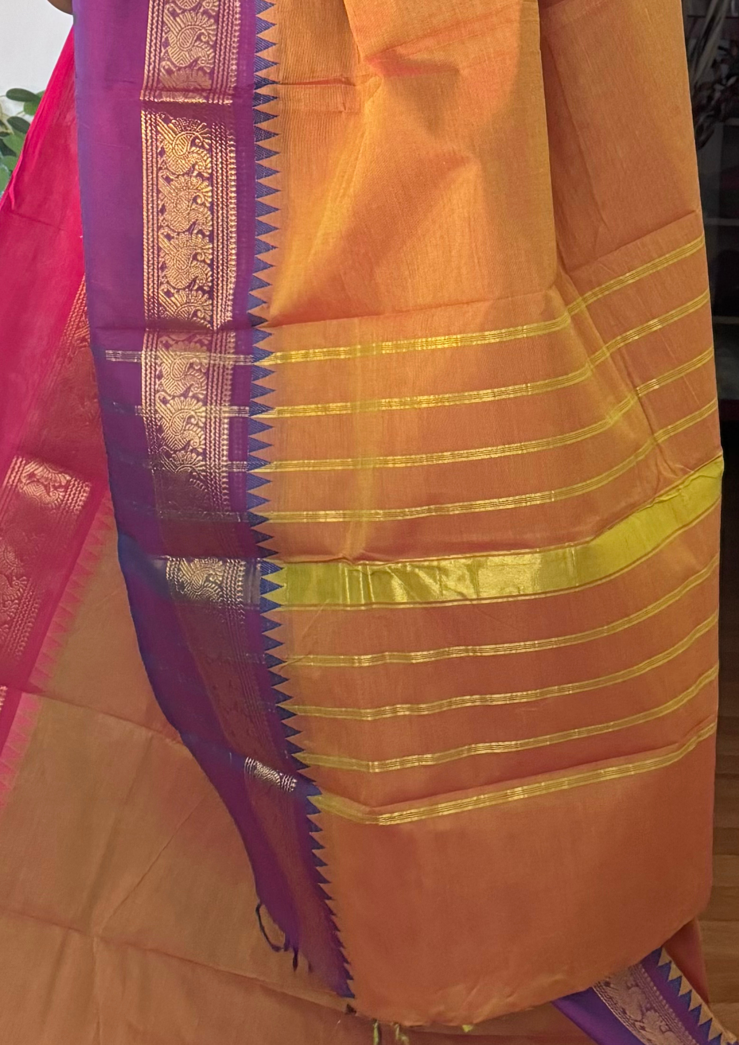 Mustard  Ganga Jamuna Chettinadu Cotton Saree