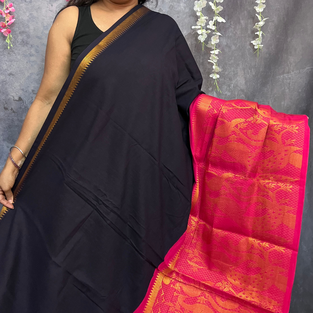 Deep blue Sungudi Cotton Saree