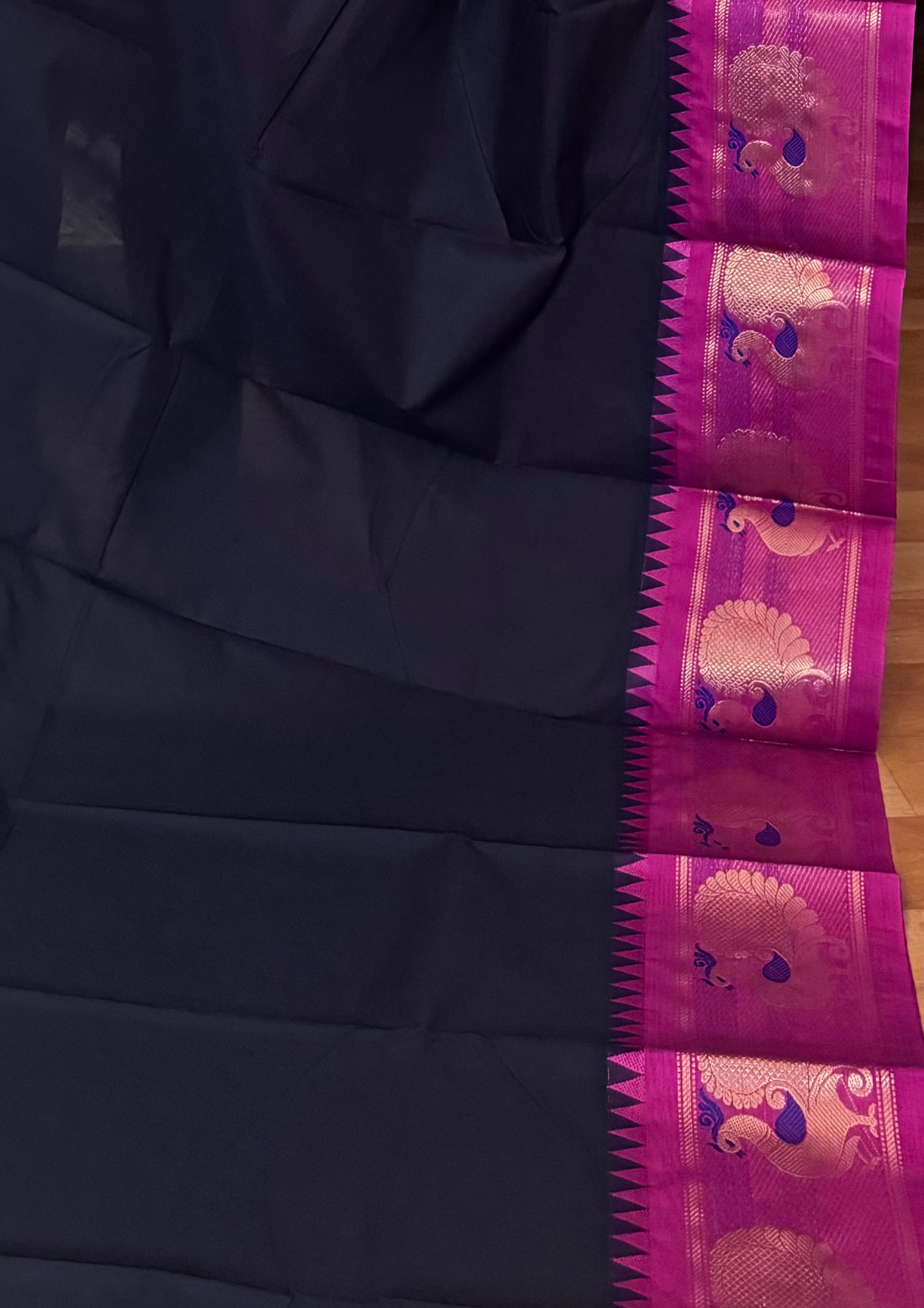 Navy Blue Chettinadu Cotton Saree