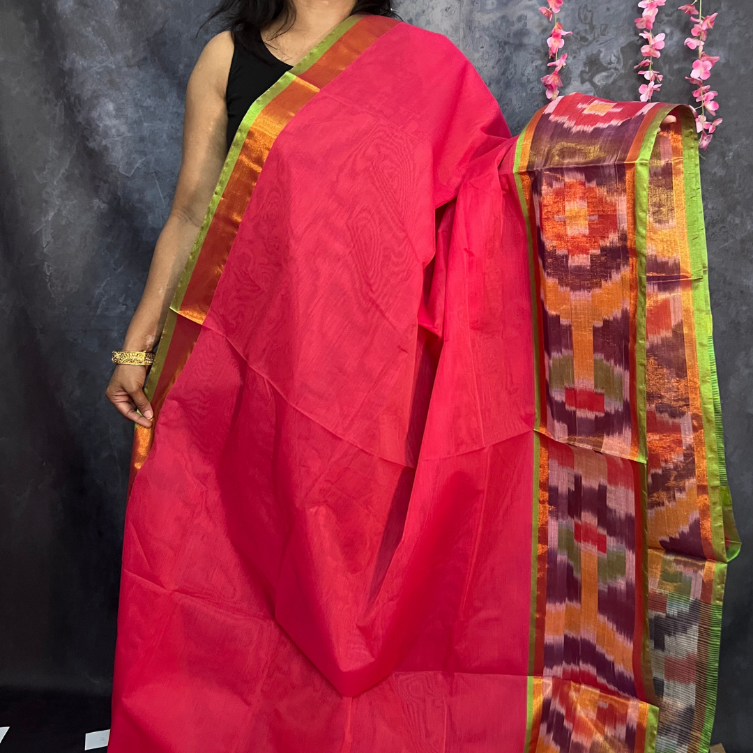 Pink Venkatagiri Cotton Saree