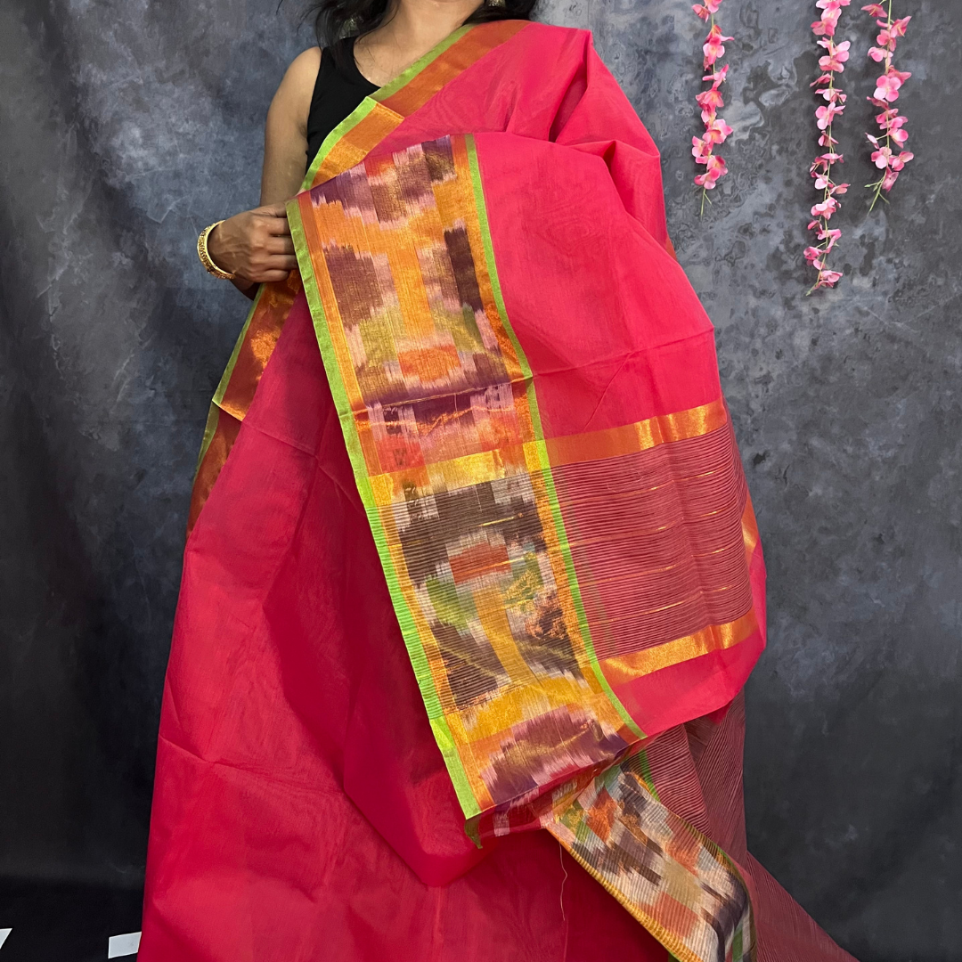 Pink Venkatagiri Cotton Saree