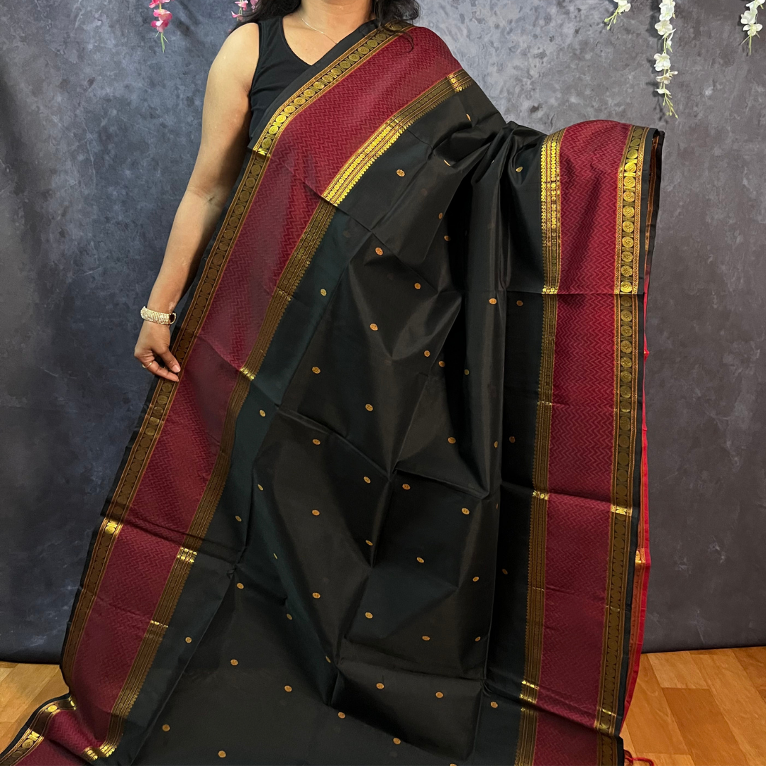 Black Butta Silk Cotton Saree