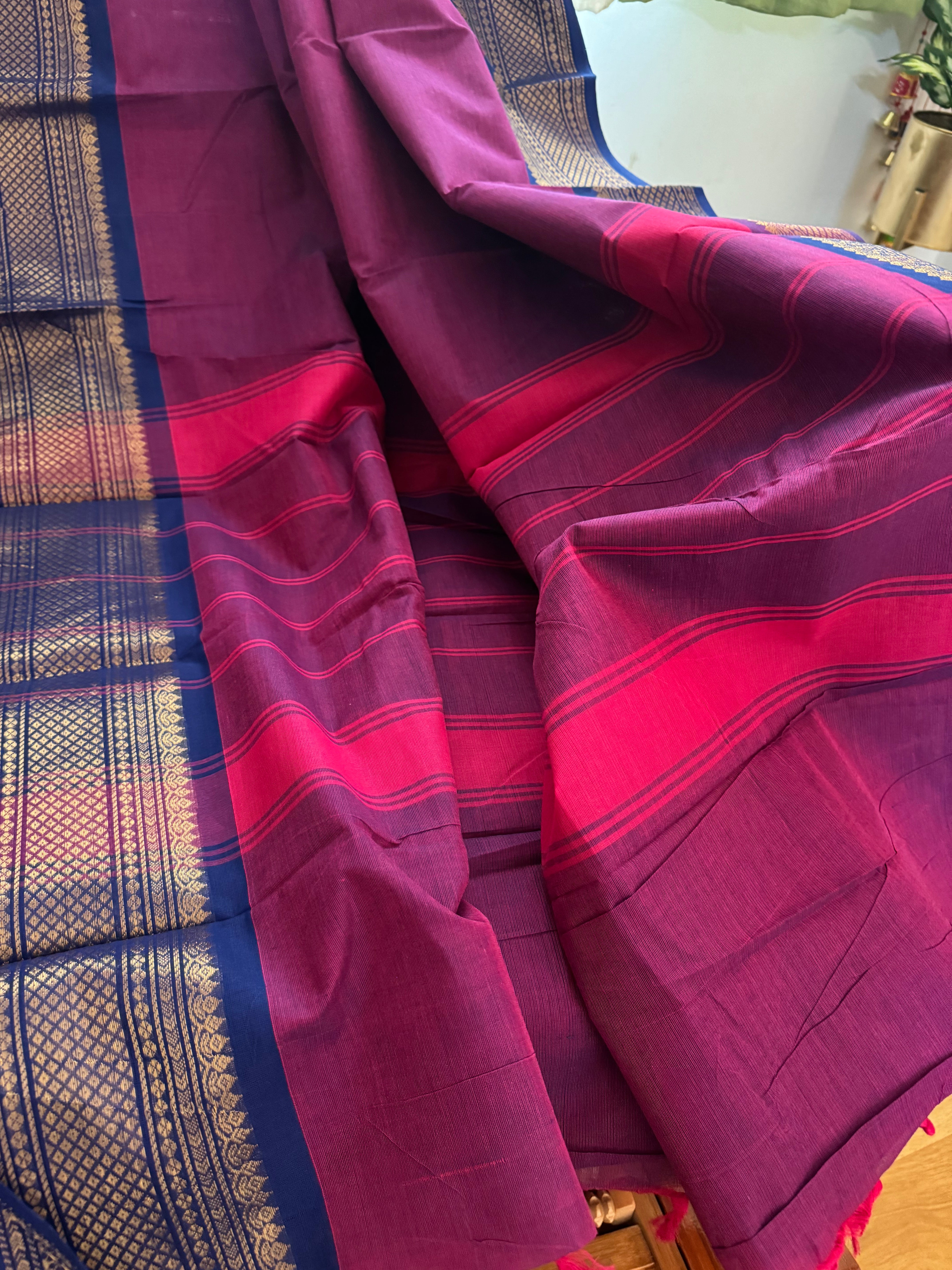 Magenta Chettinadu Cotton Saree