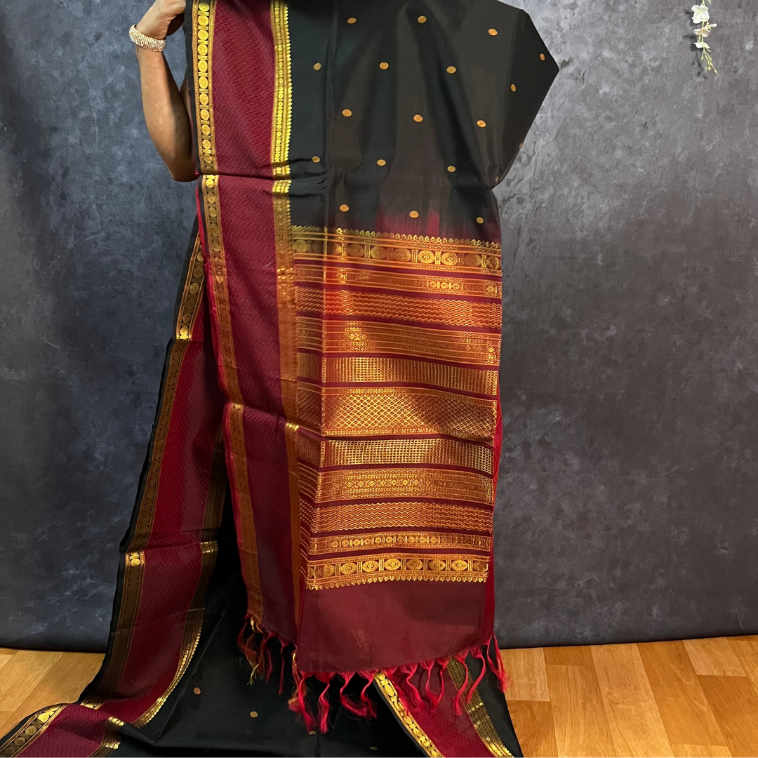 Black Butta Silk Cotton Saree