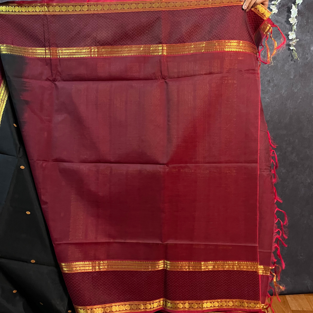 Black Butta Silk Cotton Saree