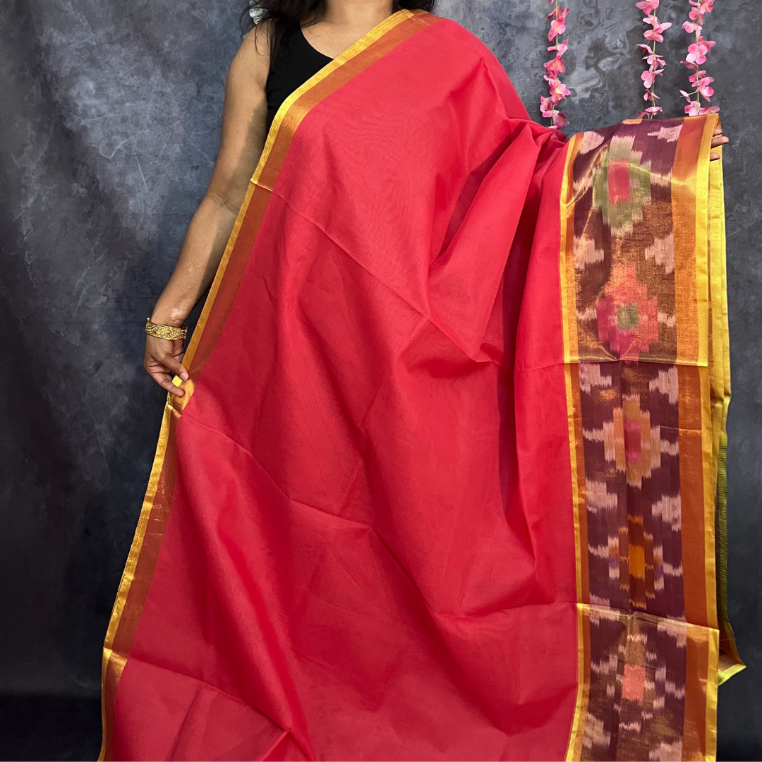 Red Venkatagiri Cotton Saree