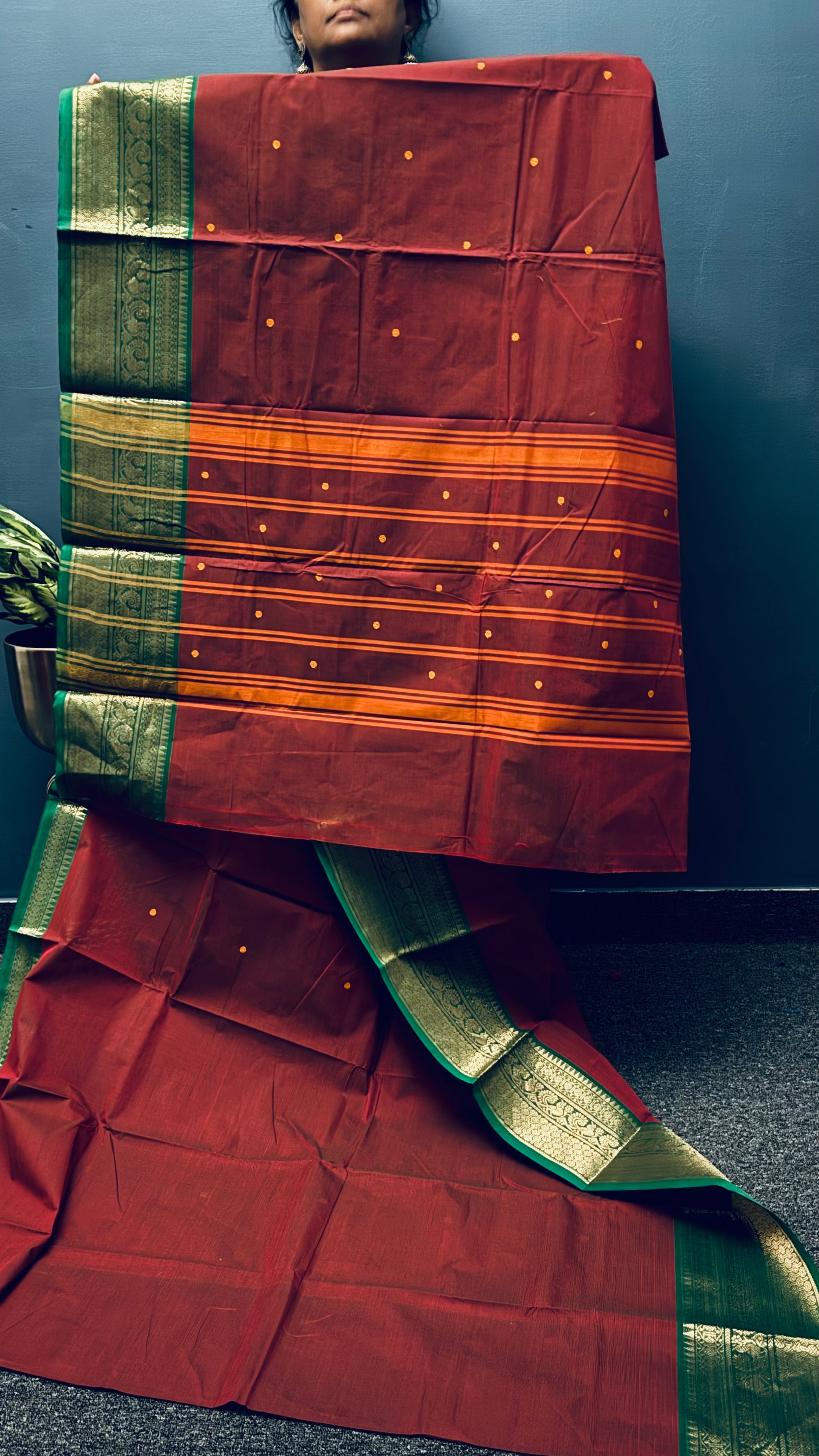 Red & Green Chettinadu Cotton Saree