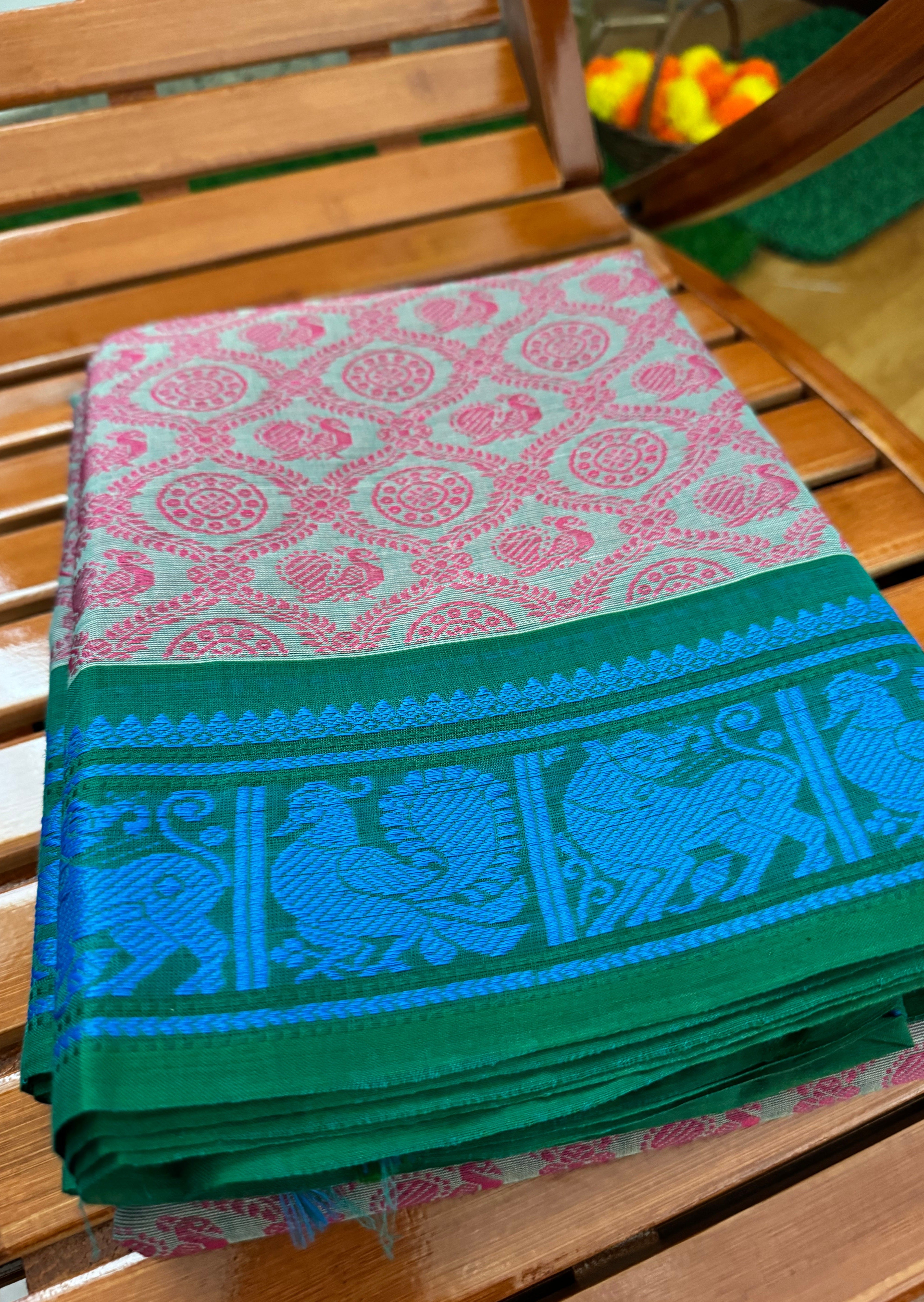 Bluish Pink Vanasingaram Cotton Saree