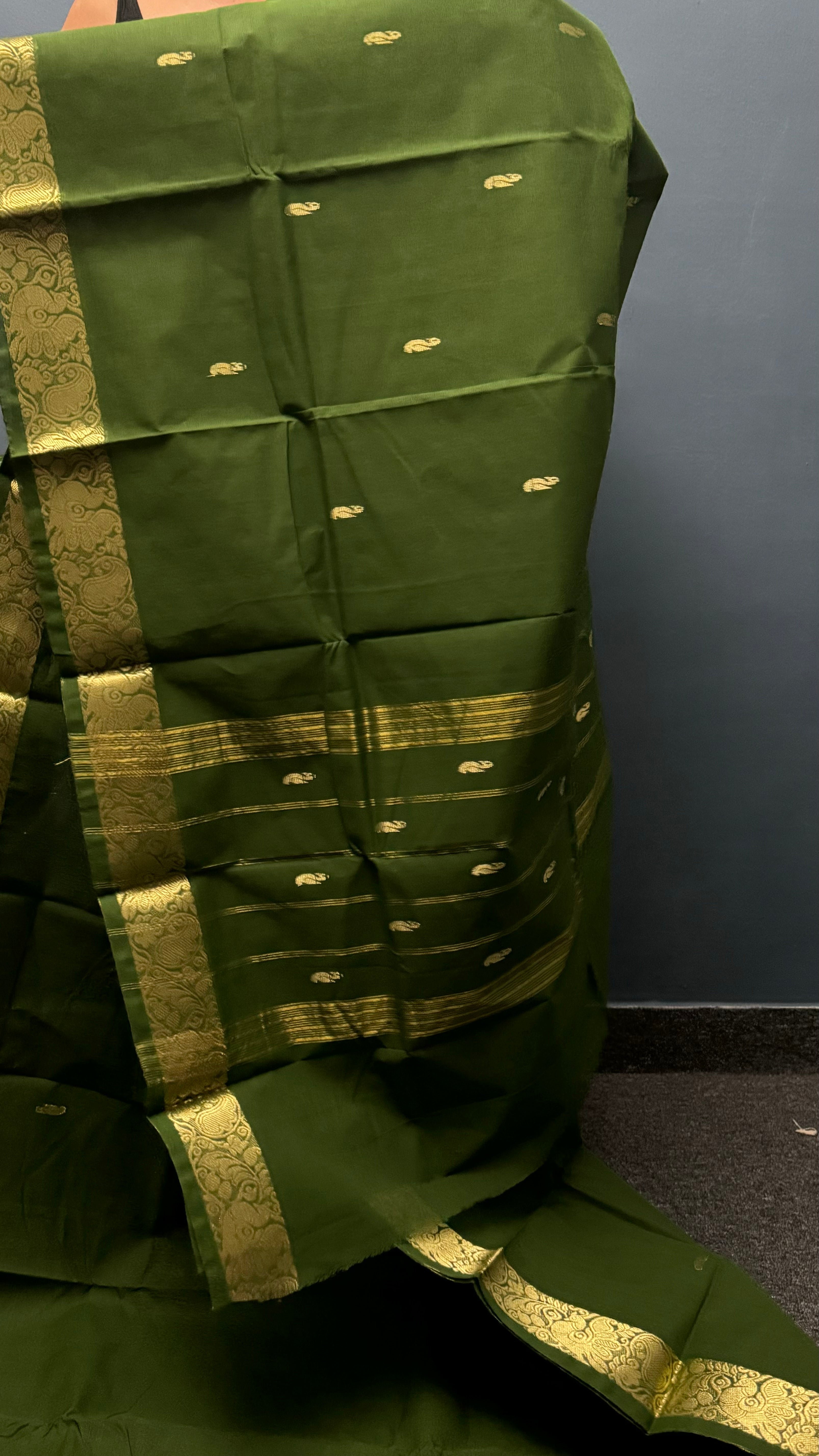 Green Small Border Chettinadu Cotton Saree