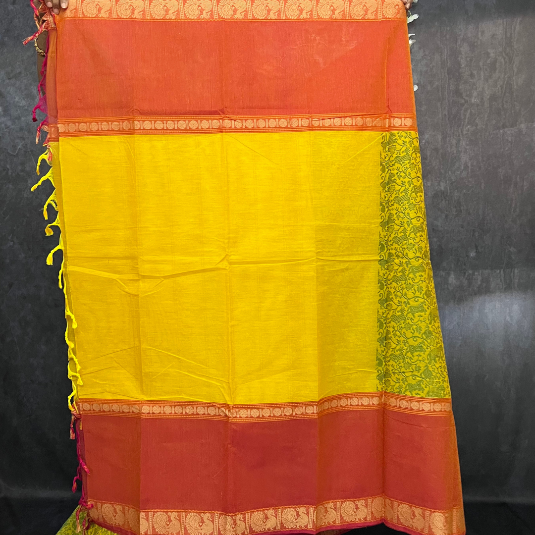 Yellow Vanasingaram Cotton saree