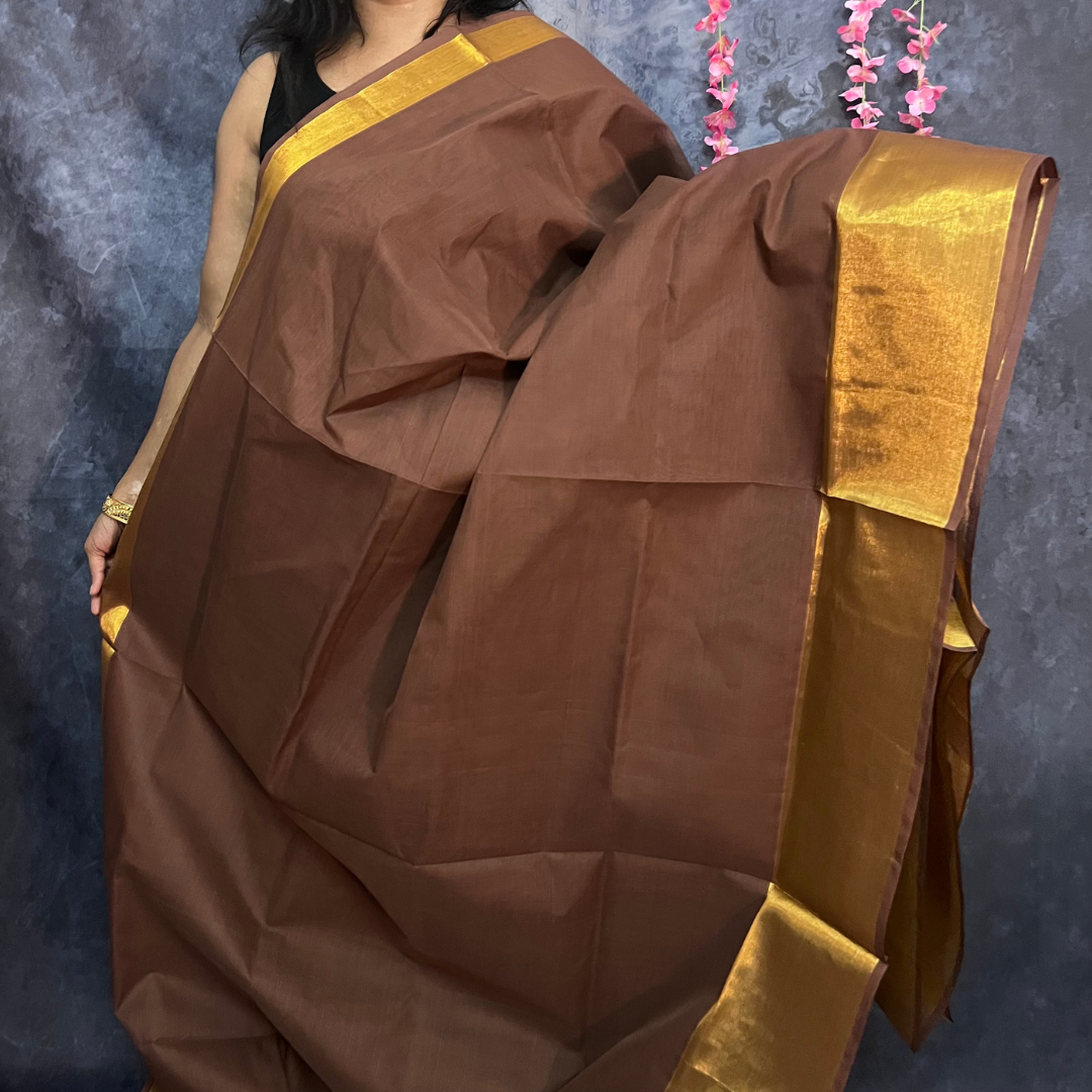 Brown Venkatagiri Cotton Saree