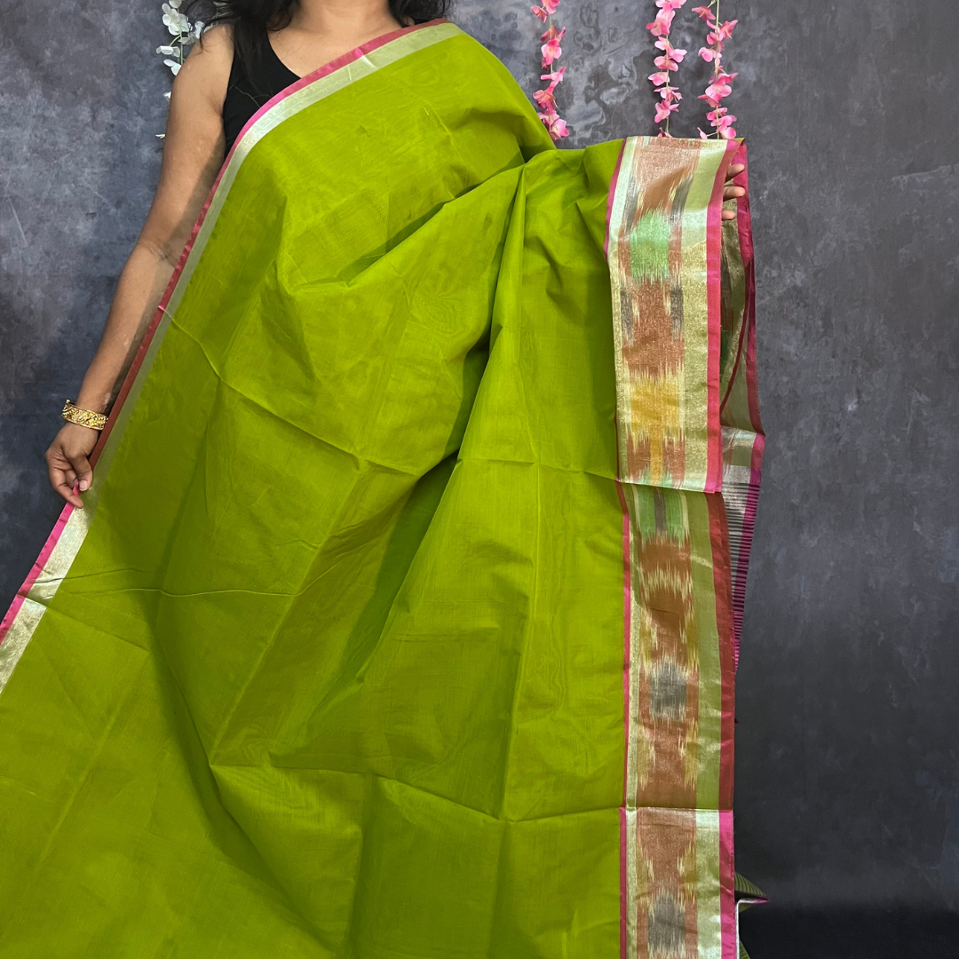 Parrot Green Venkatagiri Cotton Saree