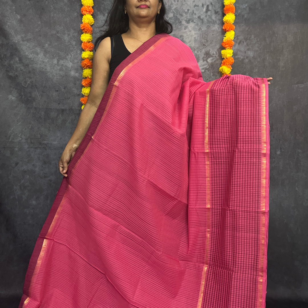 Light Dusty Pink Mangalagiri Handloom Cotton Saree