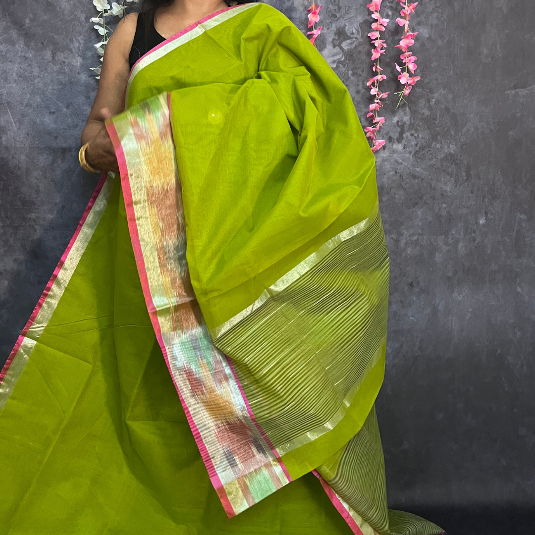 Parrot Green Venkatagiri Cotton Saree