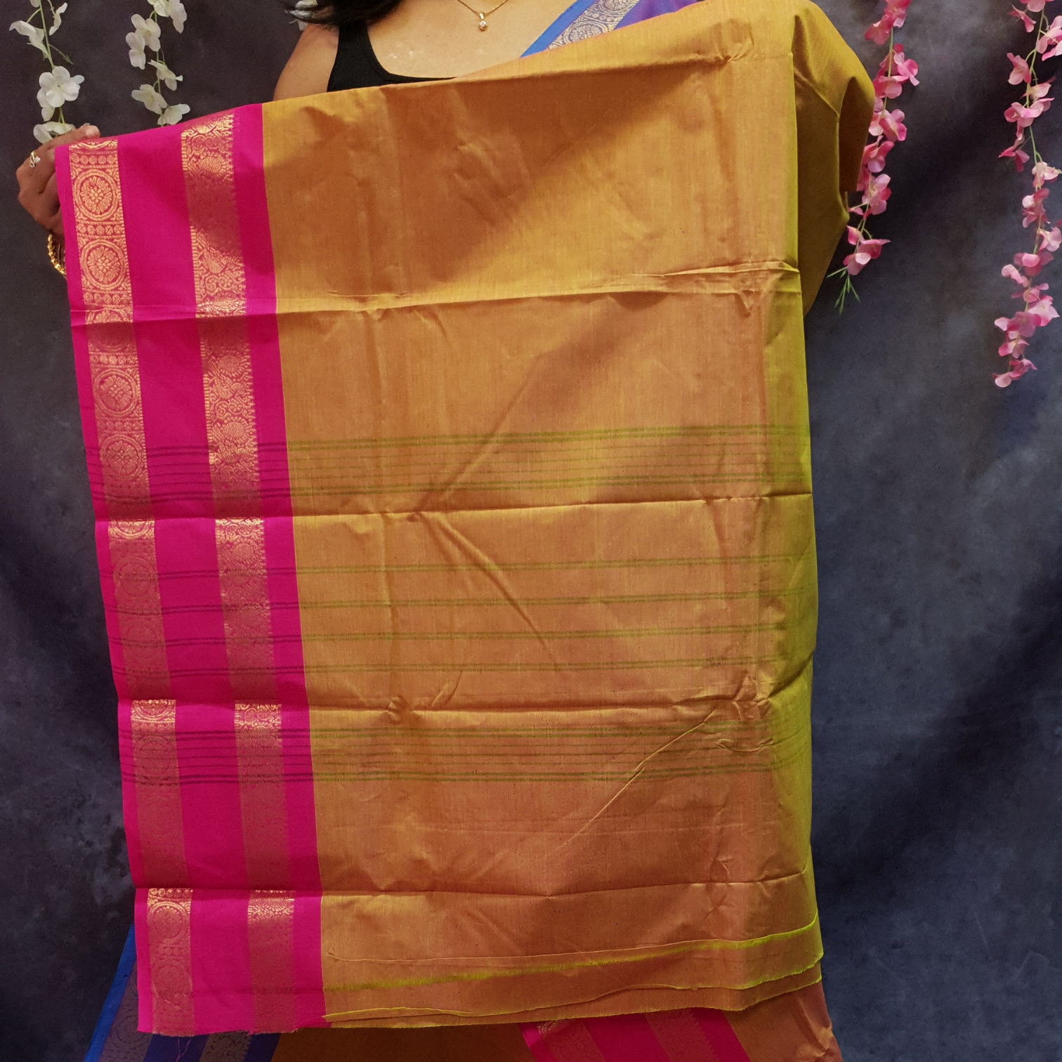 Mustard Retta Betta Ganga Jamuna Chettinadu Saree