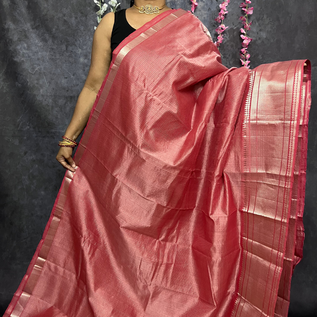 Dark Onion Pink Mangalagiri Silk Cotton Saree