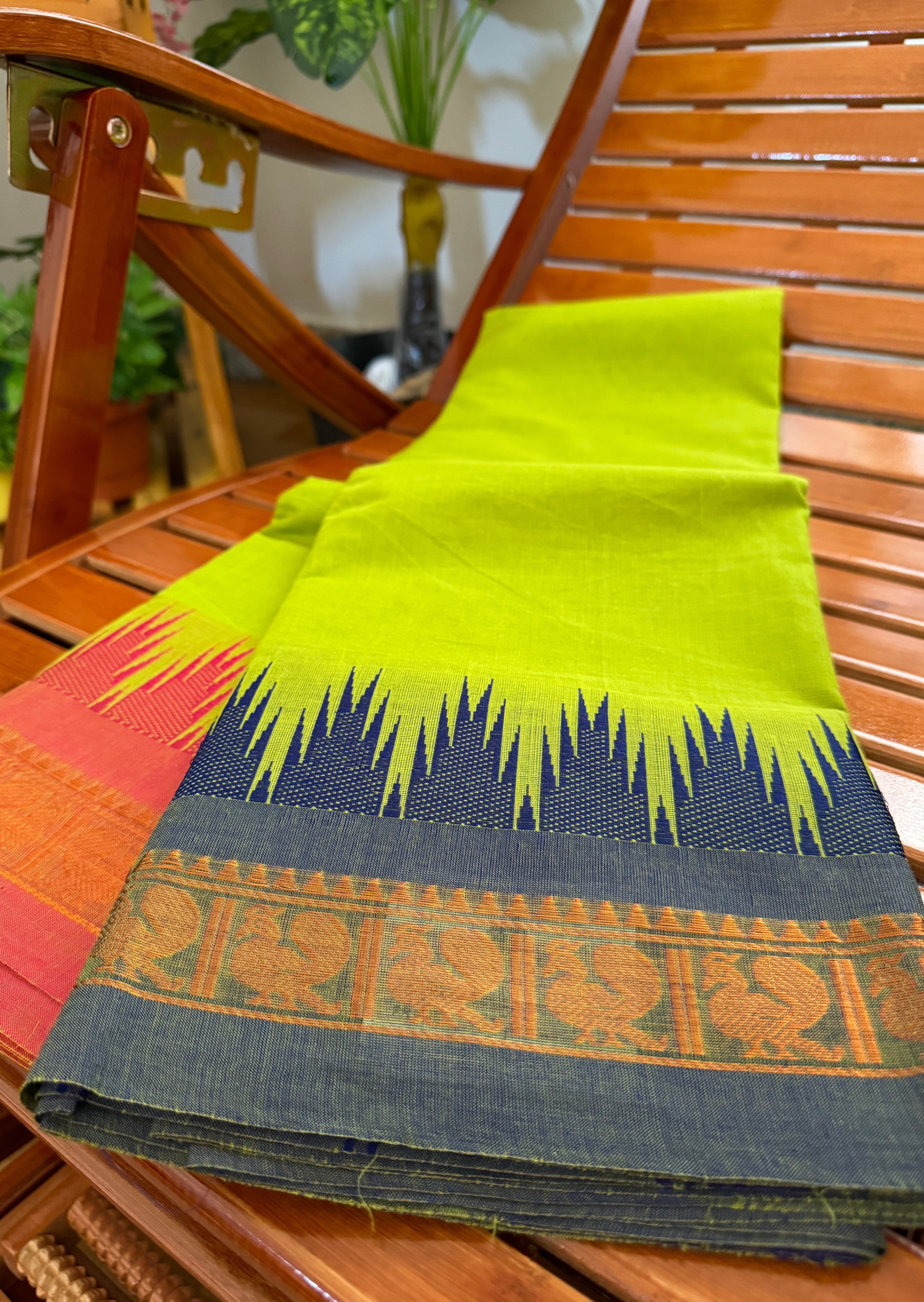 Green Ganga Jamuna Chettinadu Cotton Saree