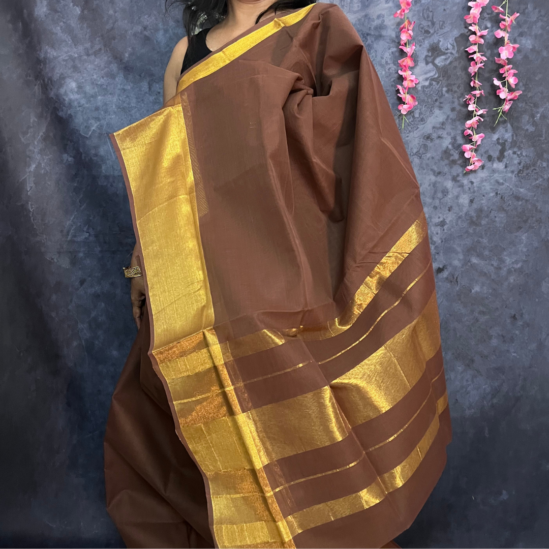 Brown Venkatagiri Cotton Saree