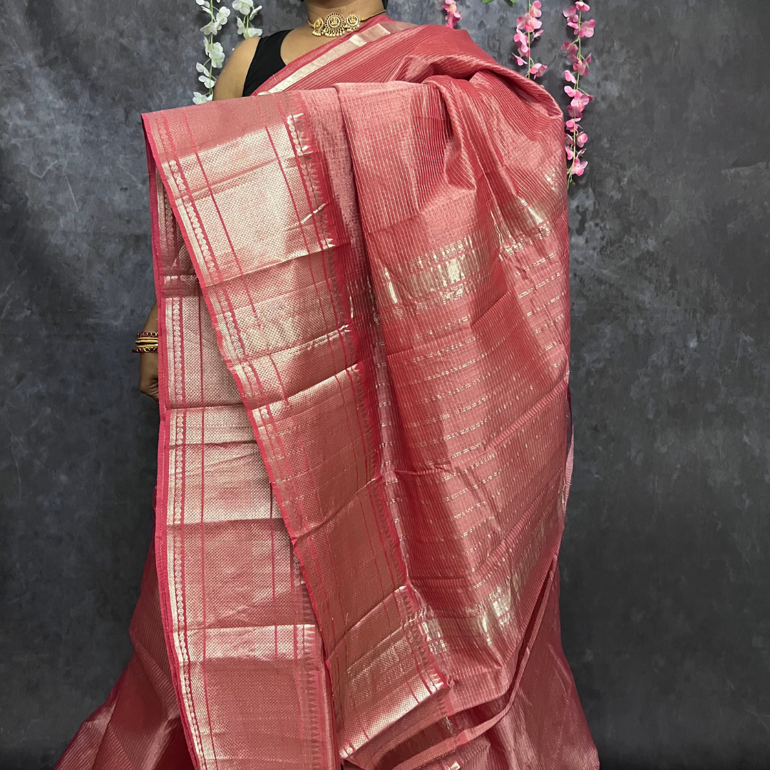 Dark Onion Pink Mangalagiri Silk Cotton Saree