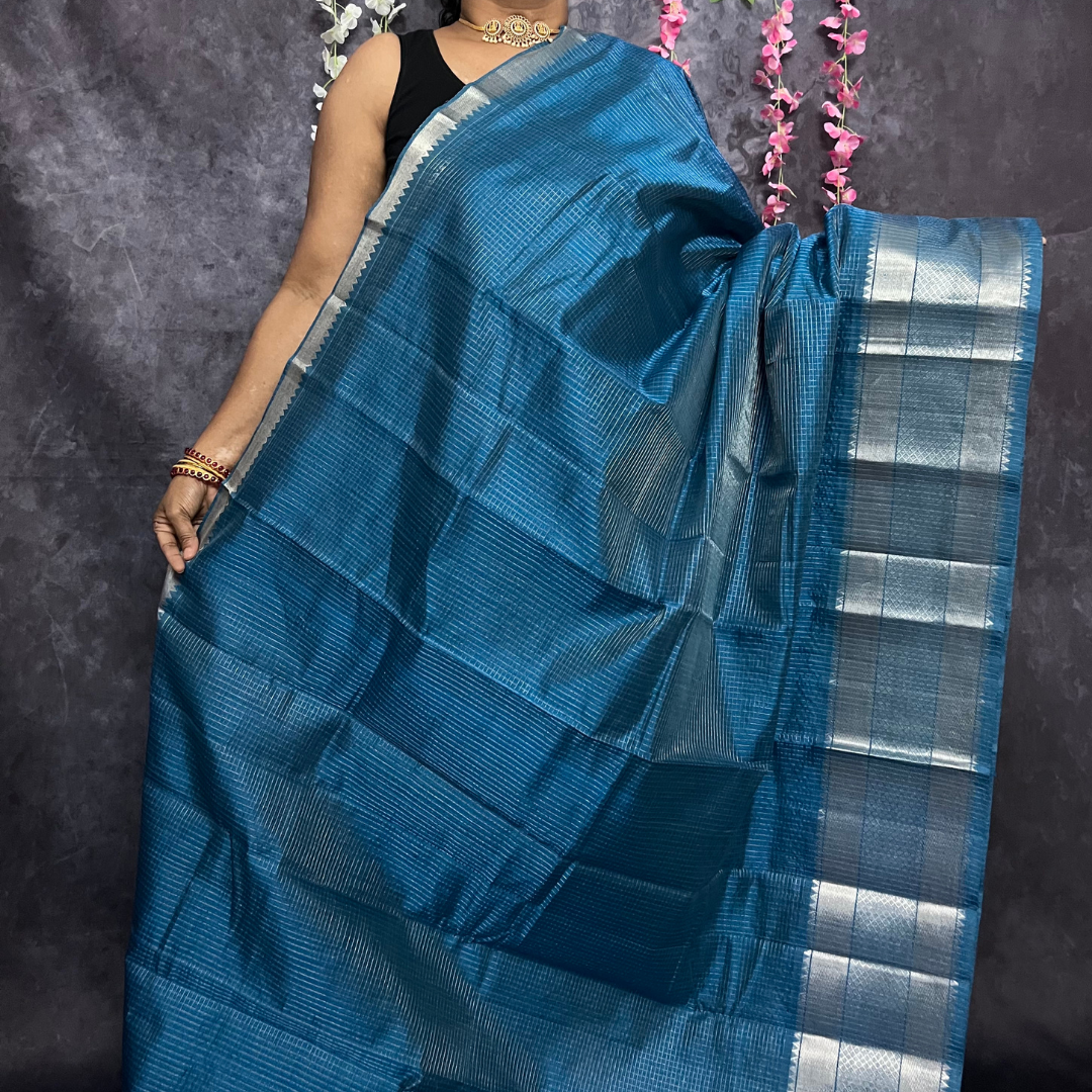 Blue Mangalagiri Silk Cotton Saree