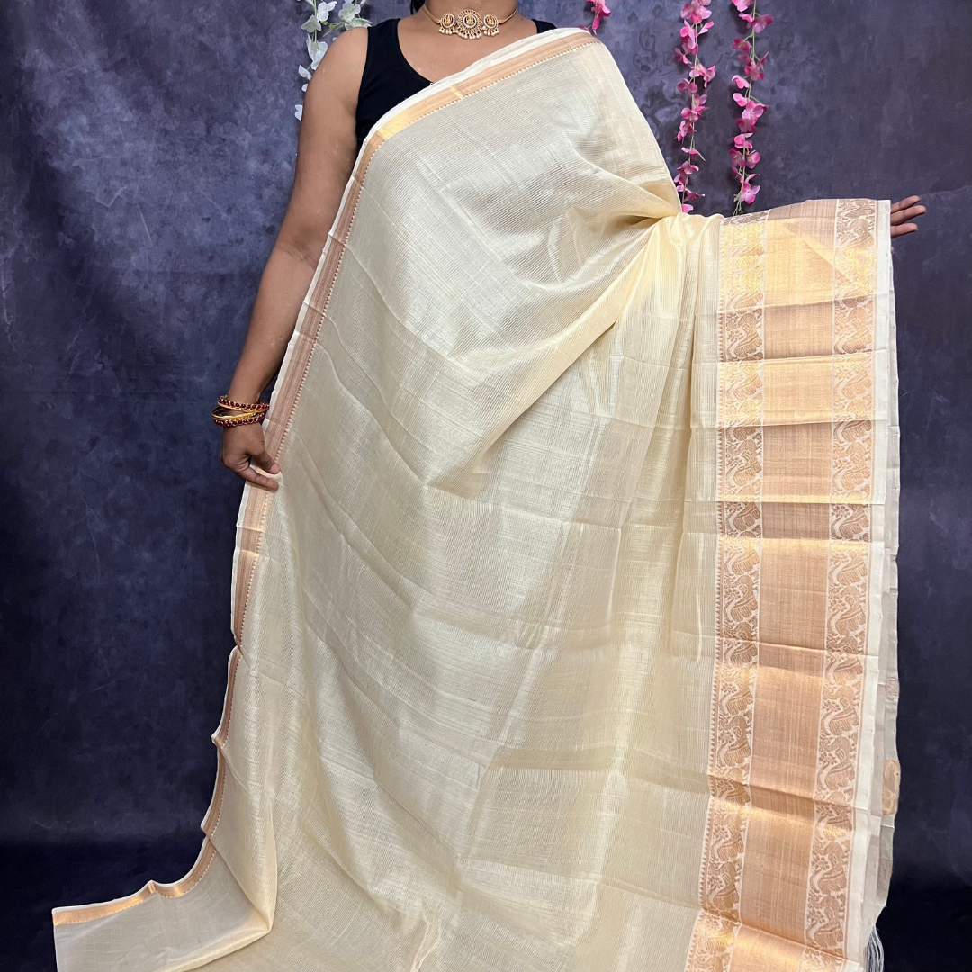 Off white Mangalagiri Silk Cotton Saree