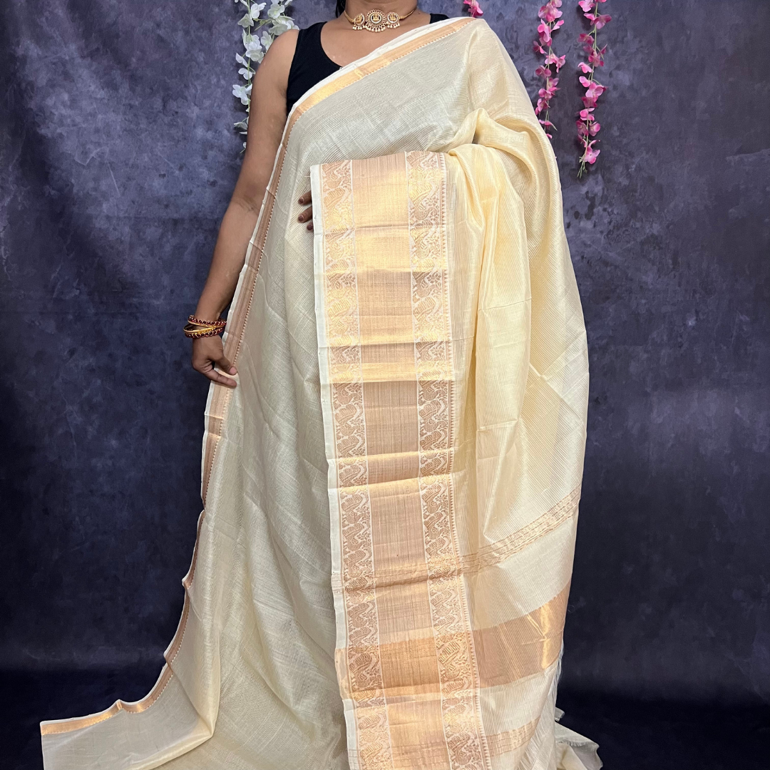 Off white Mangalagiri Silk Cotton Saree