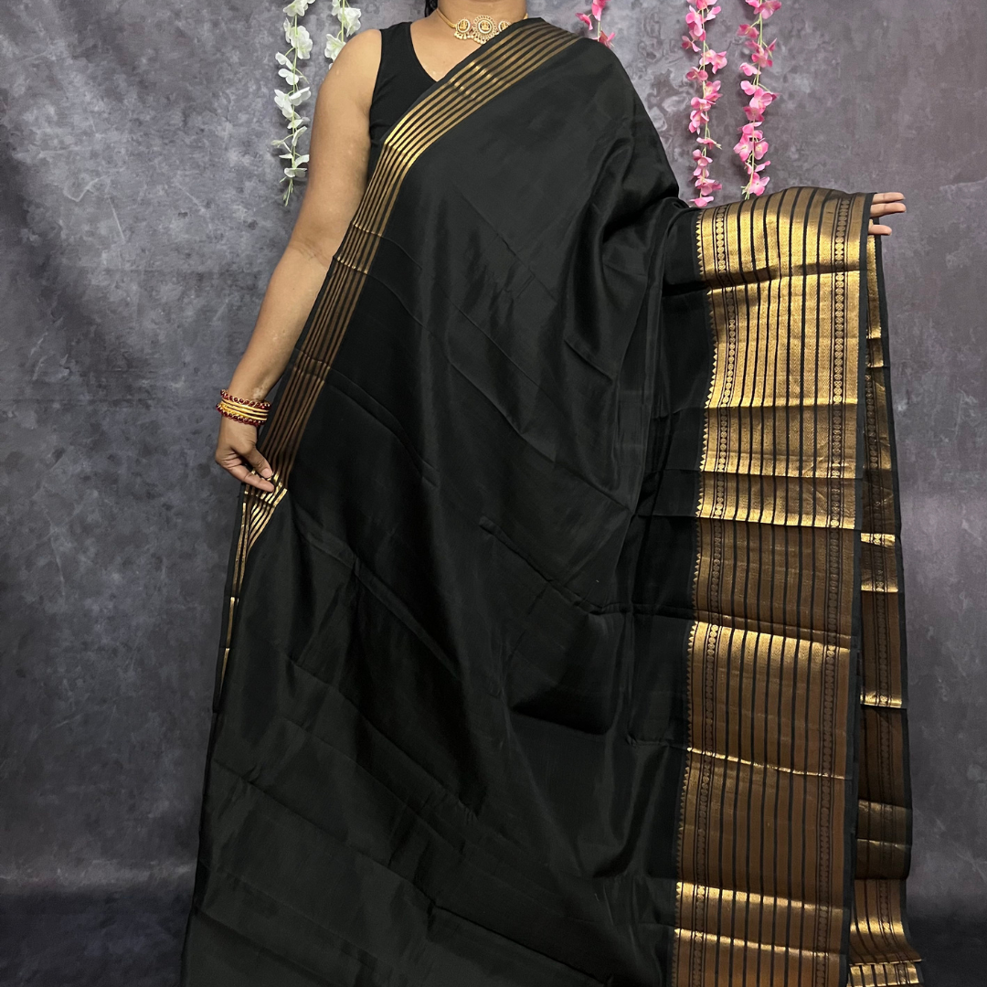 Black Big Border Mangalagiri Silk Cotton Saree