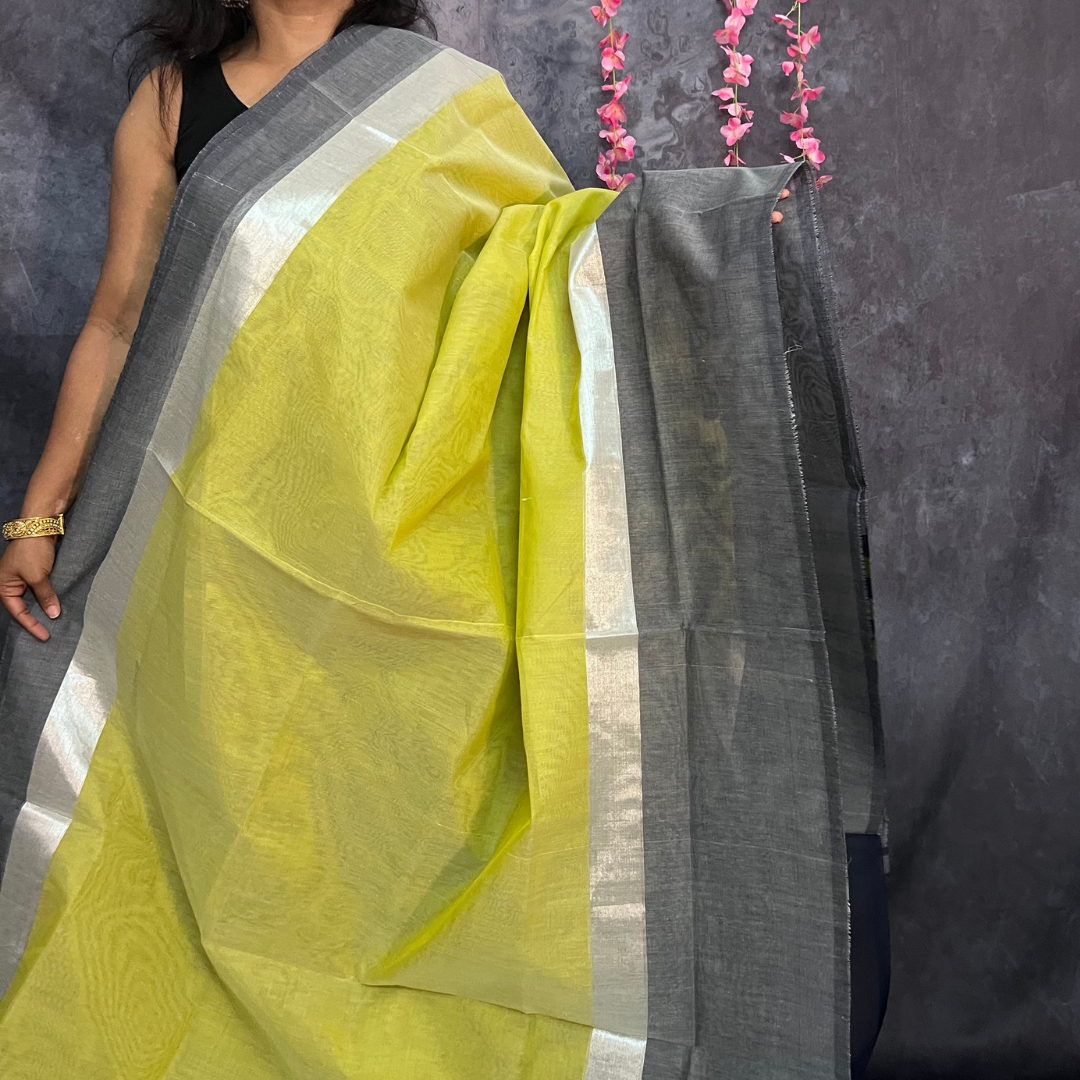 Lemon Green Venkatagiri Cotton Saree