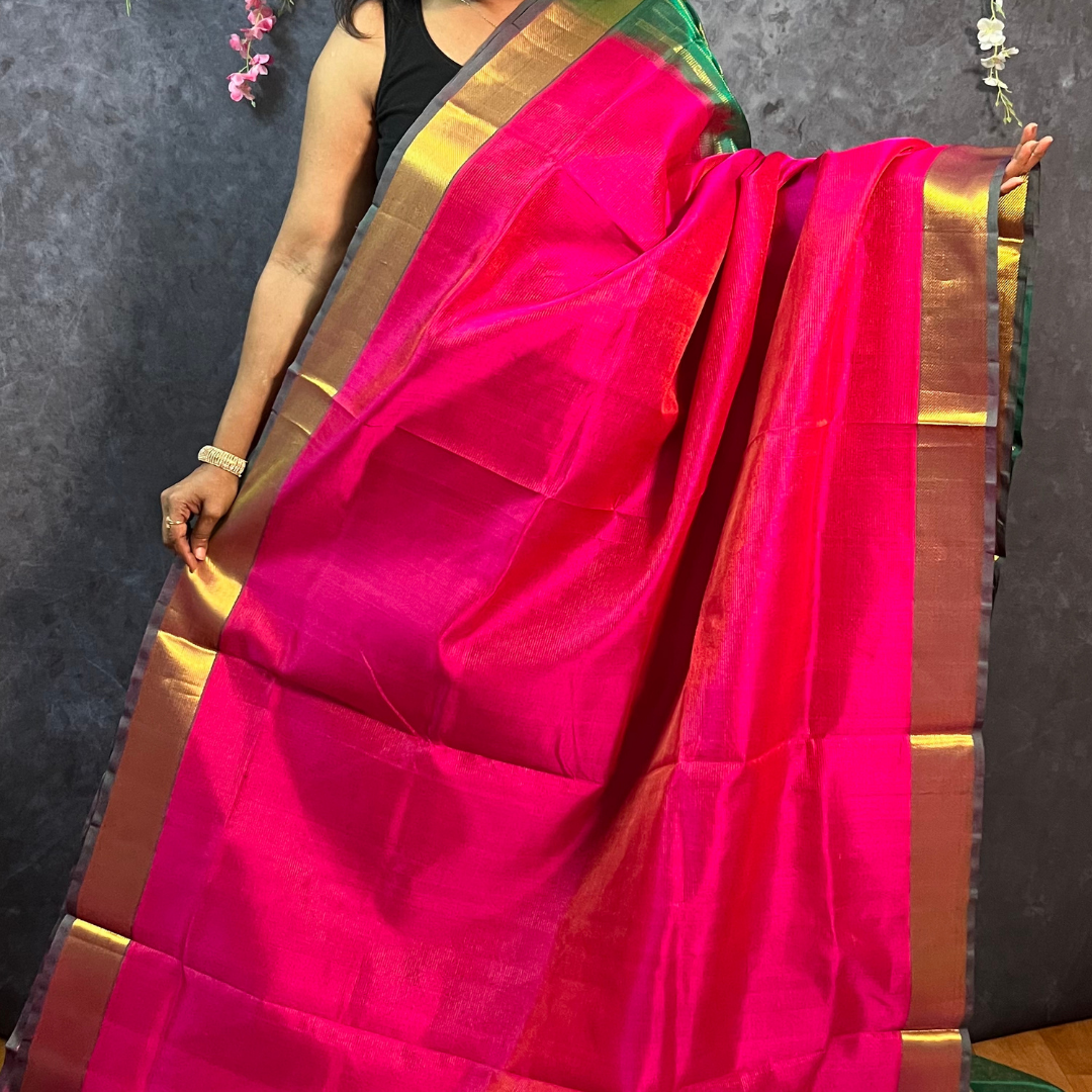 Rani Pink Vairaoosi Silk Cotton Saree