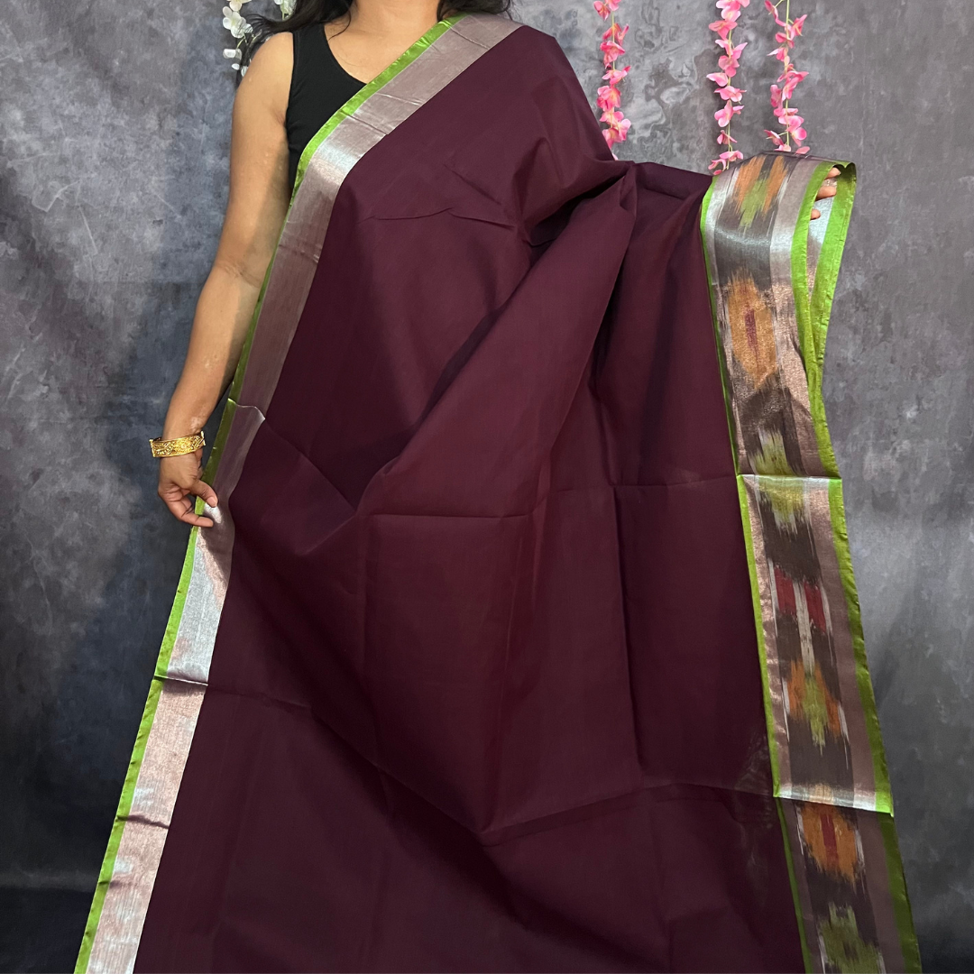 Dark Brown Venkatagiri Cotton Saree