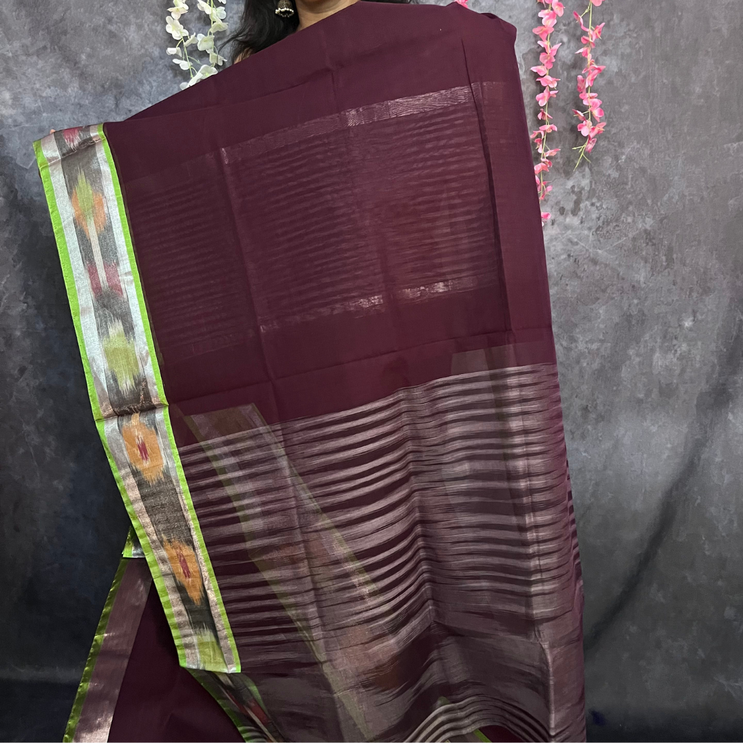 Dark Brown Venkatagiri Cotton Saree