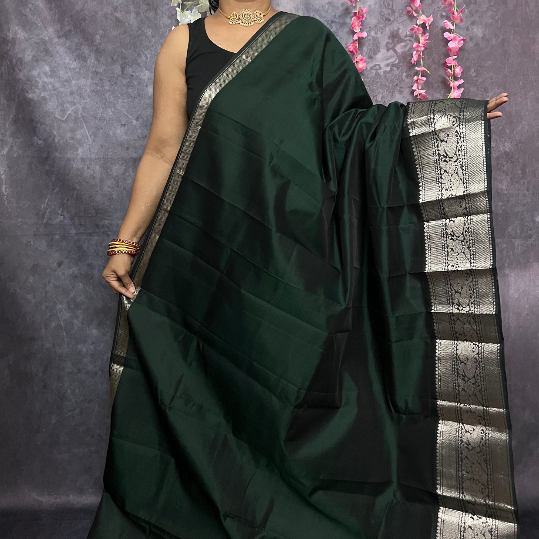 Dark Green Mangalagiri Silk Cotton Saree