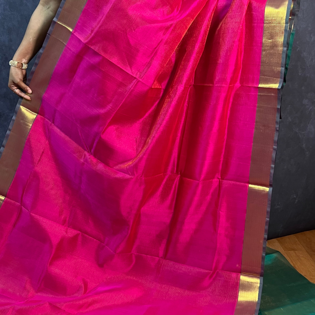 Rani Pink Vairaoosi Silk Cotton Saree