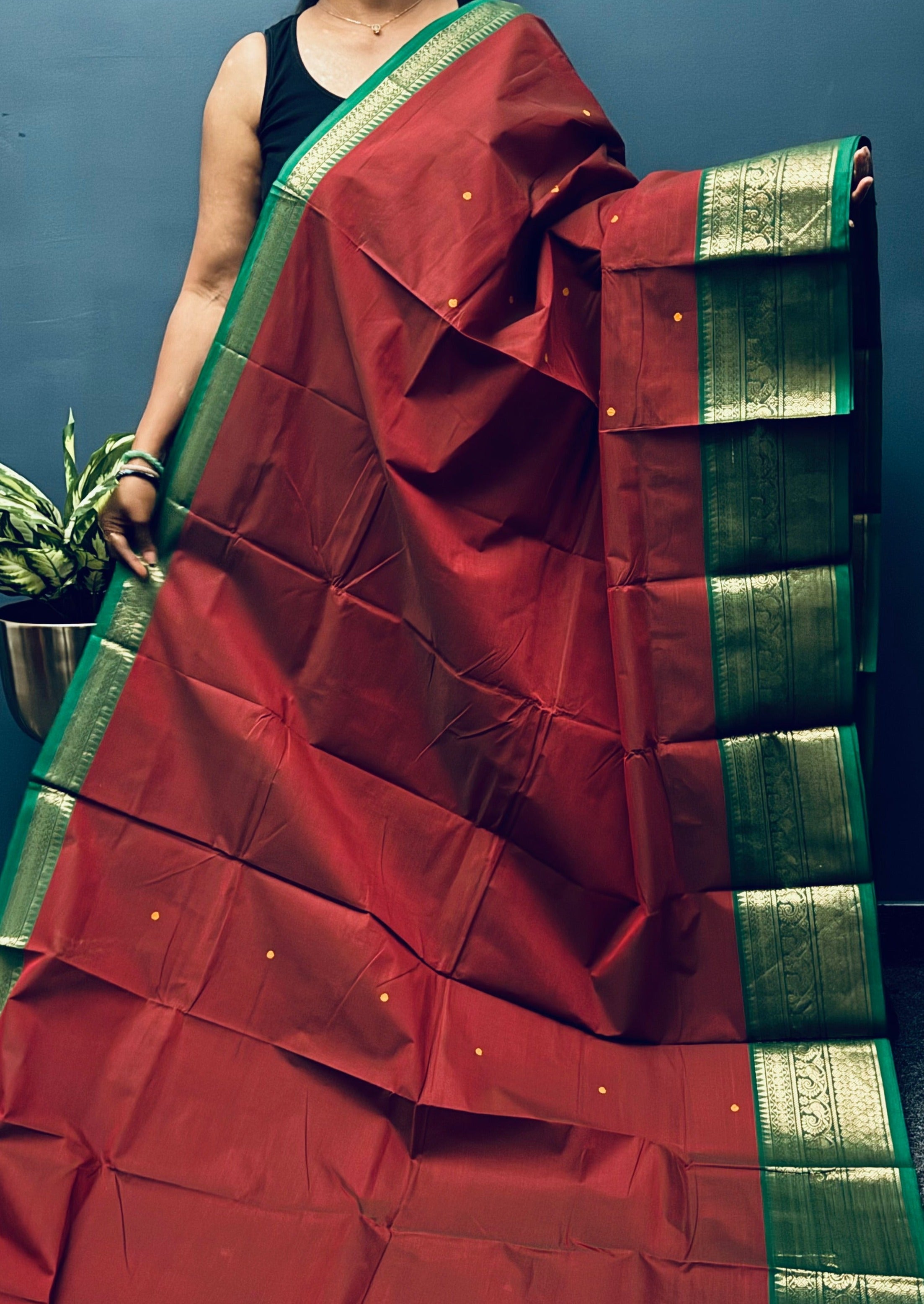 Red & Green Chettinadu Cotton Saree