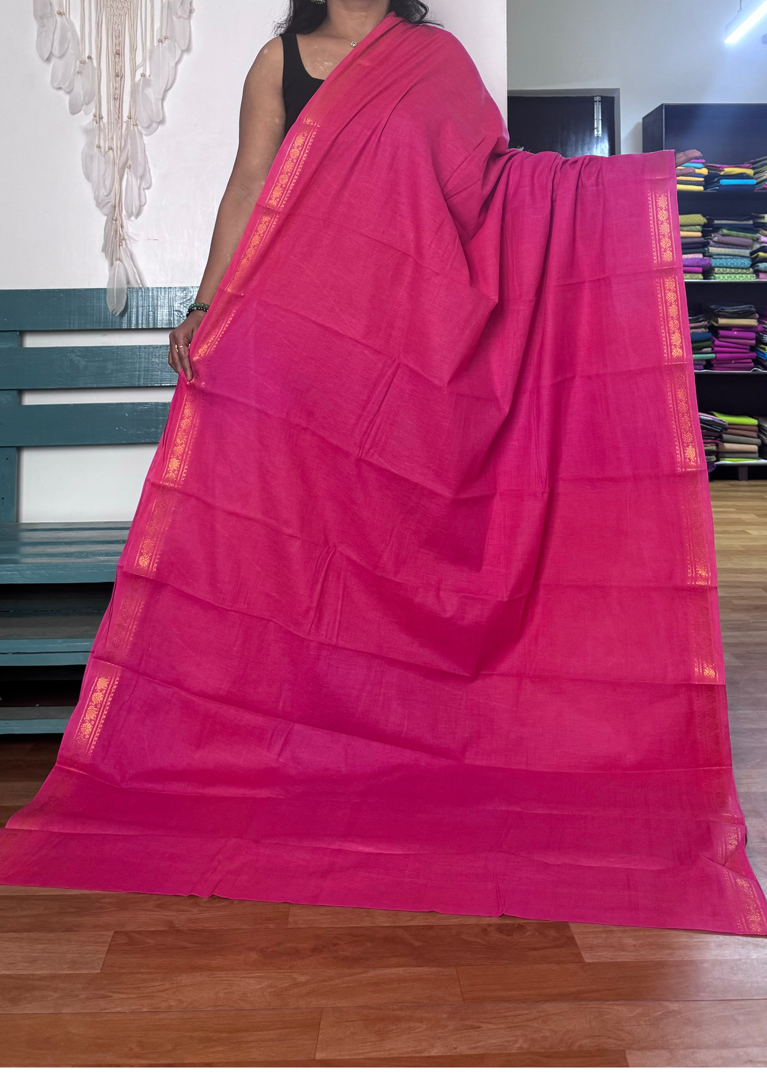 Candy Pink Sungudi Cotton Saree