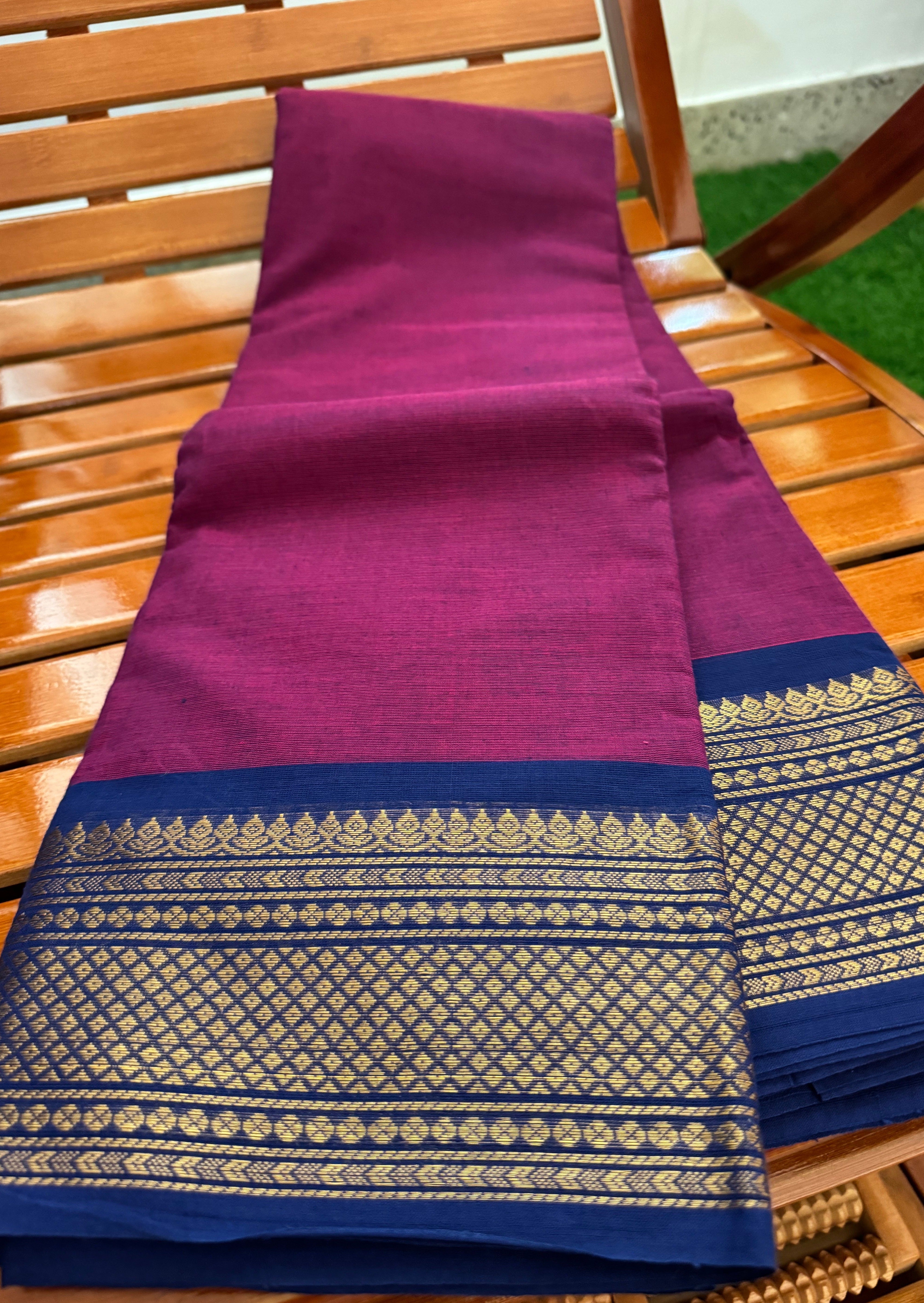 Magenta Chettinadu Cotton Saree