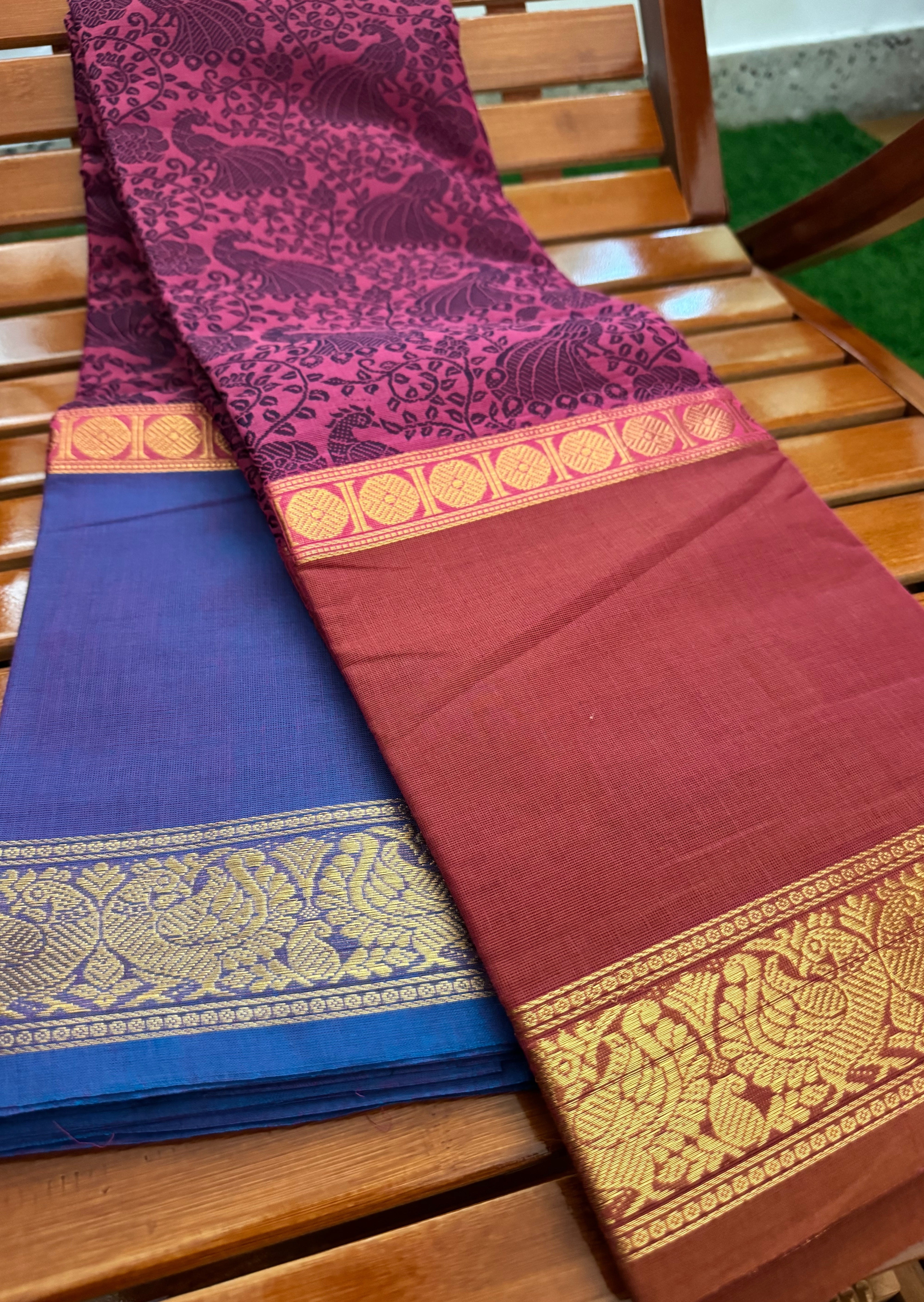 Pink Retta Petta Vanasingaram Cotton Saree