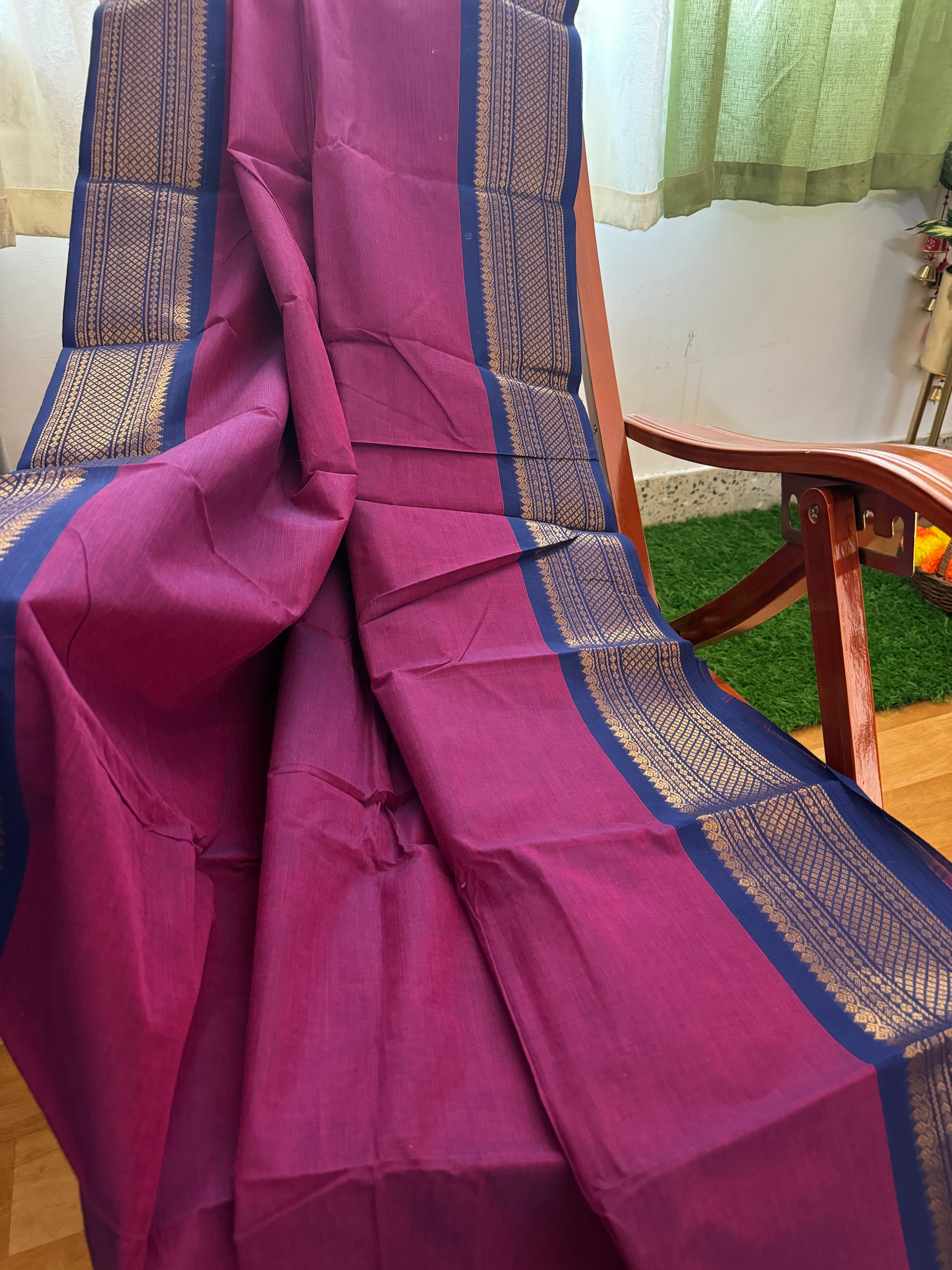 Magenta Chettinadu Cotton Saree