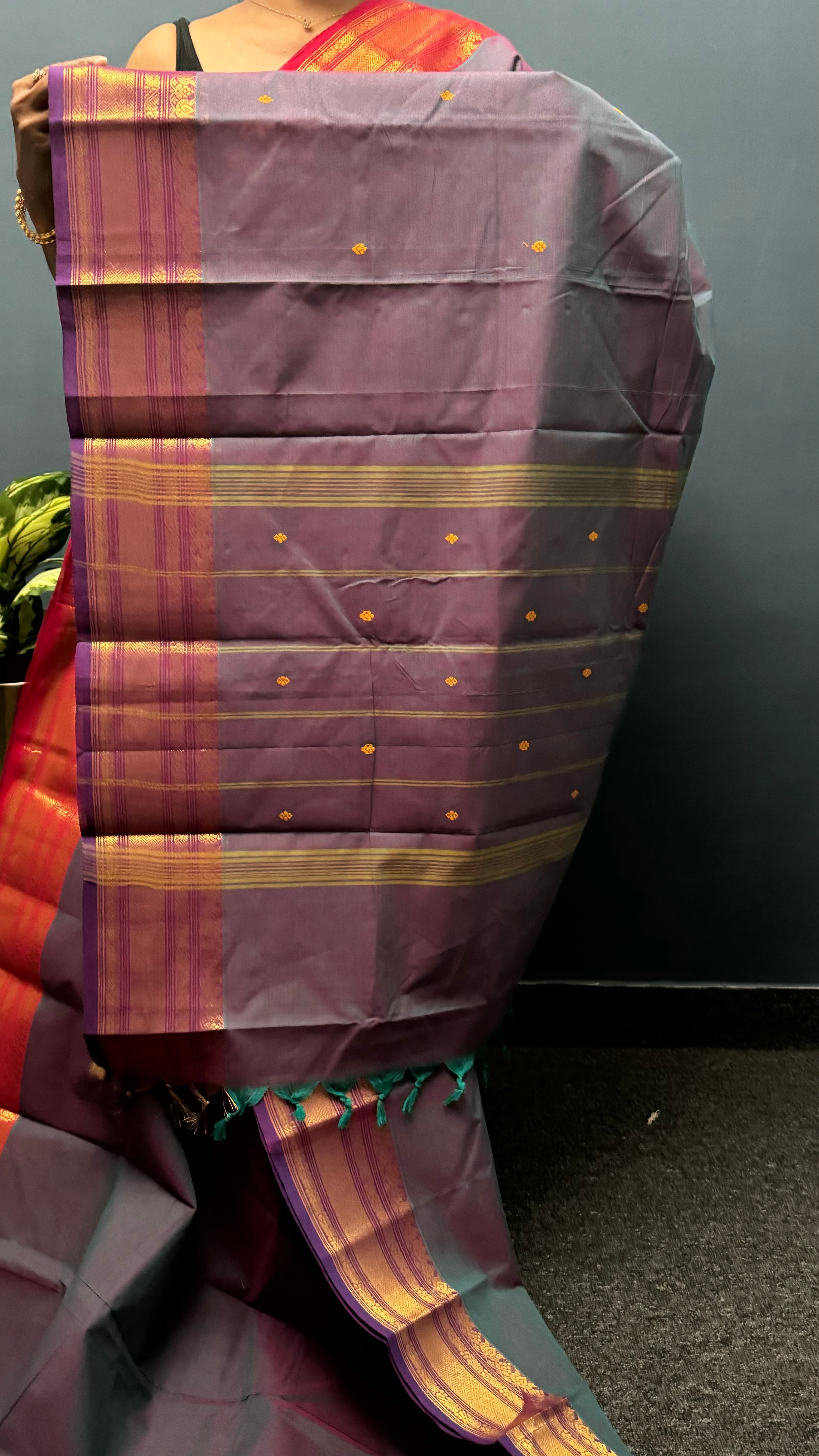 Double Shaded Purple Chettinadu Cotton Saree