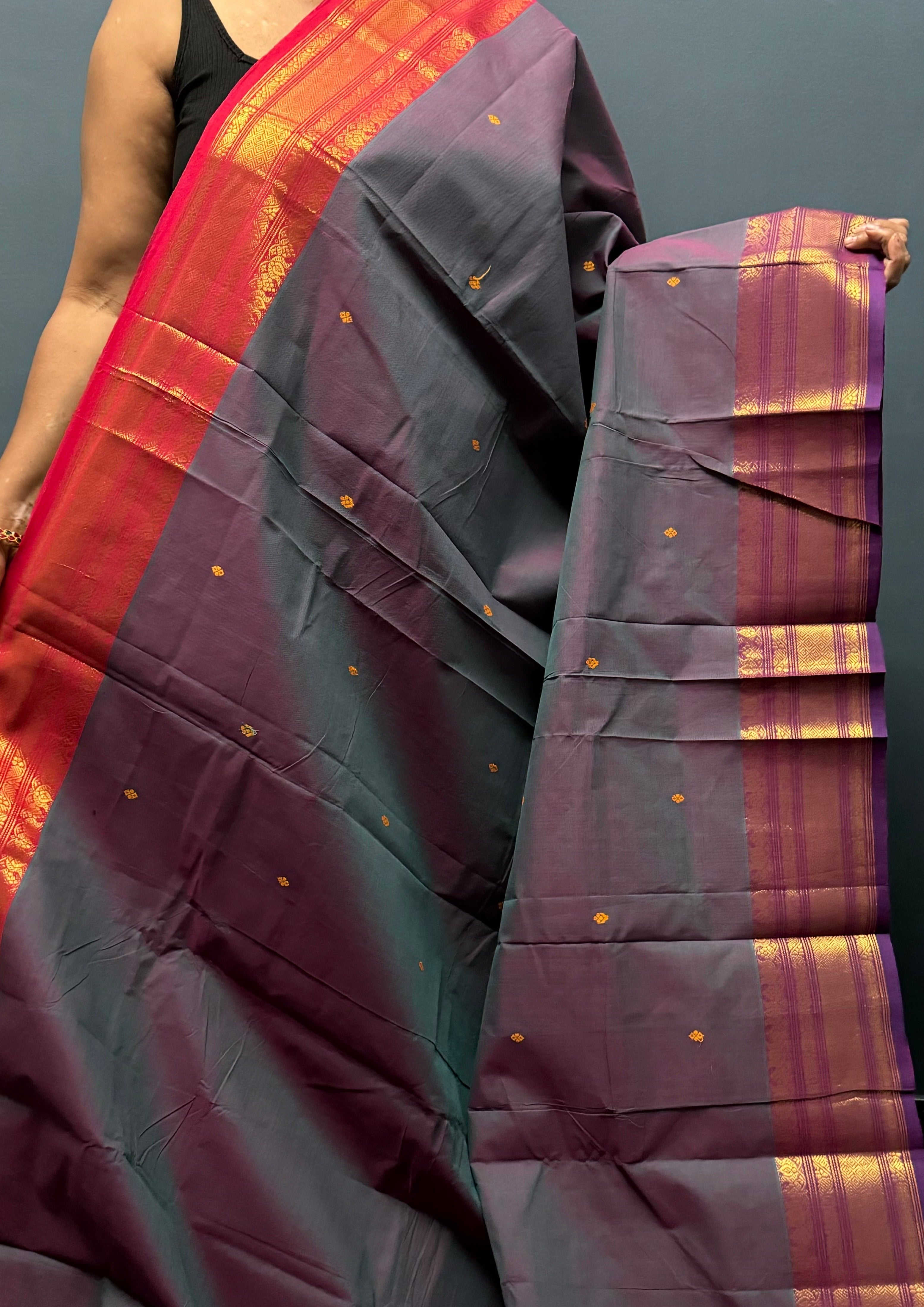 Double Shaded Purple Chettinadu Cotton Saree