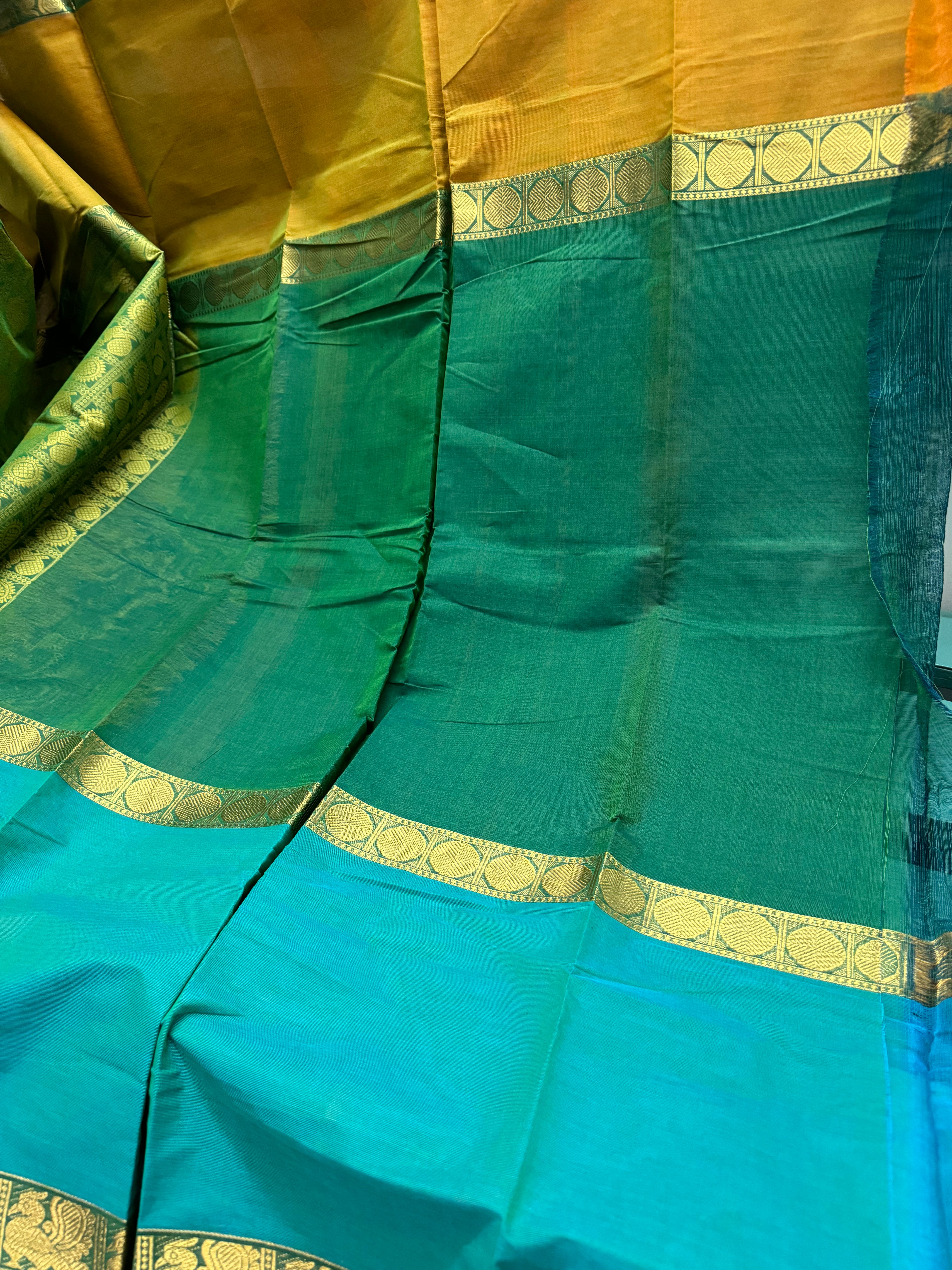 Green Vanasingaram Retta Petta Border Cotton Saree