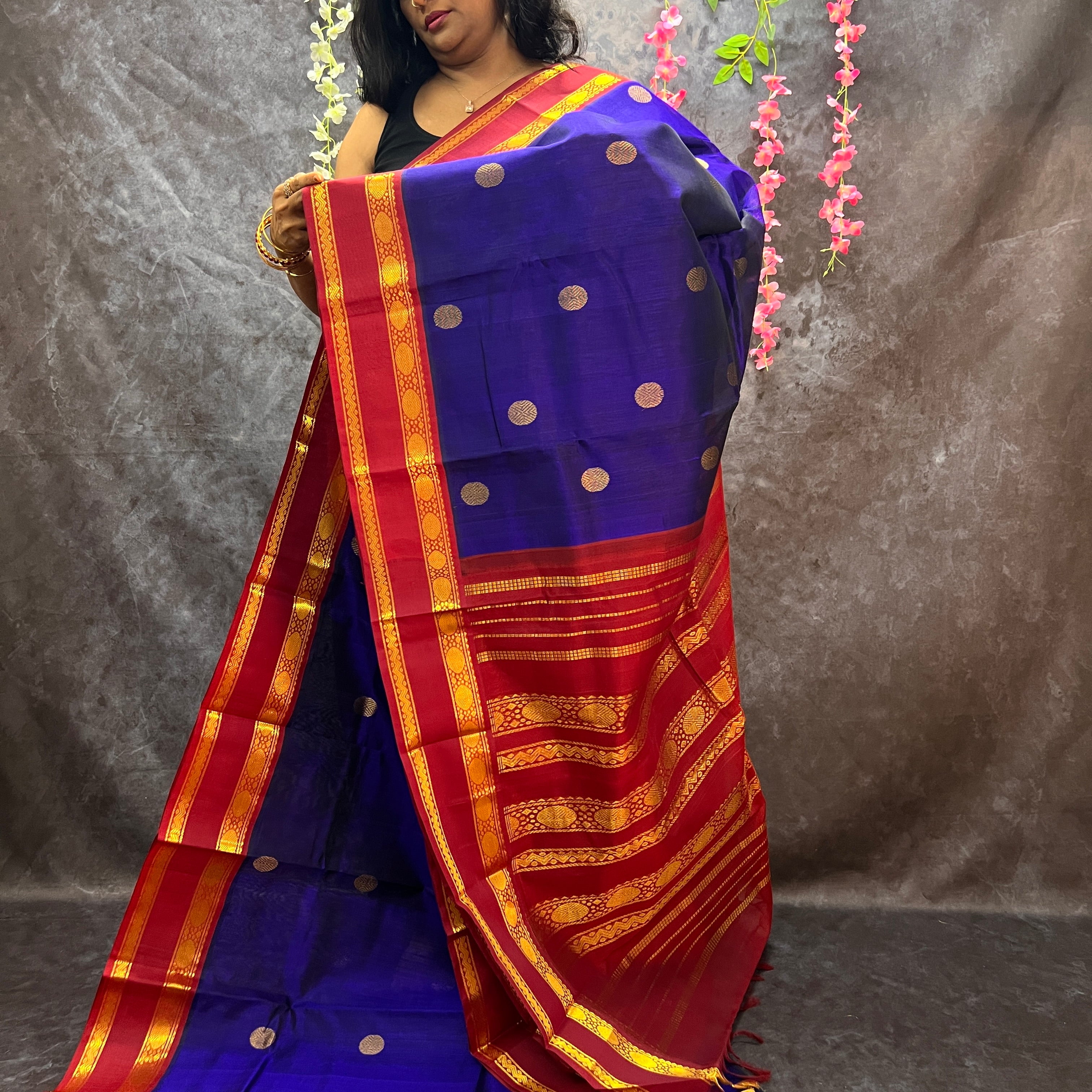 Bright Violet Silk Cotton Saree