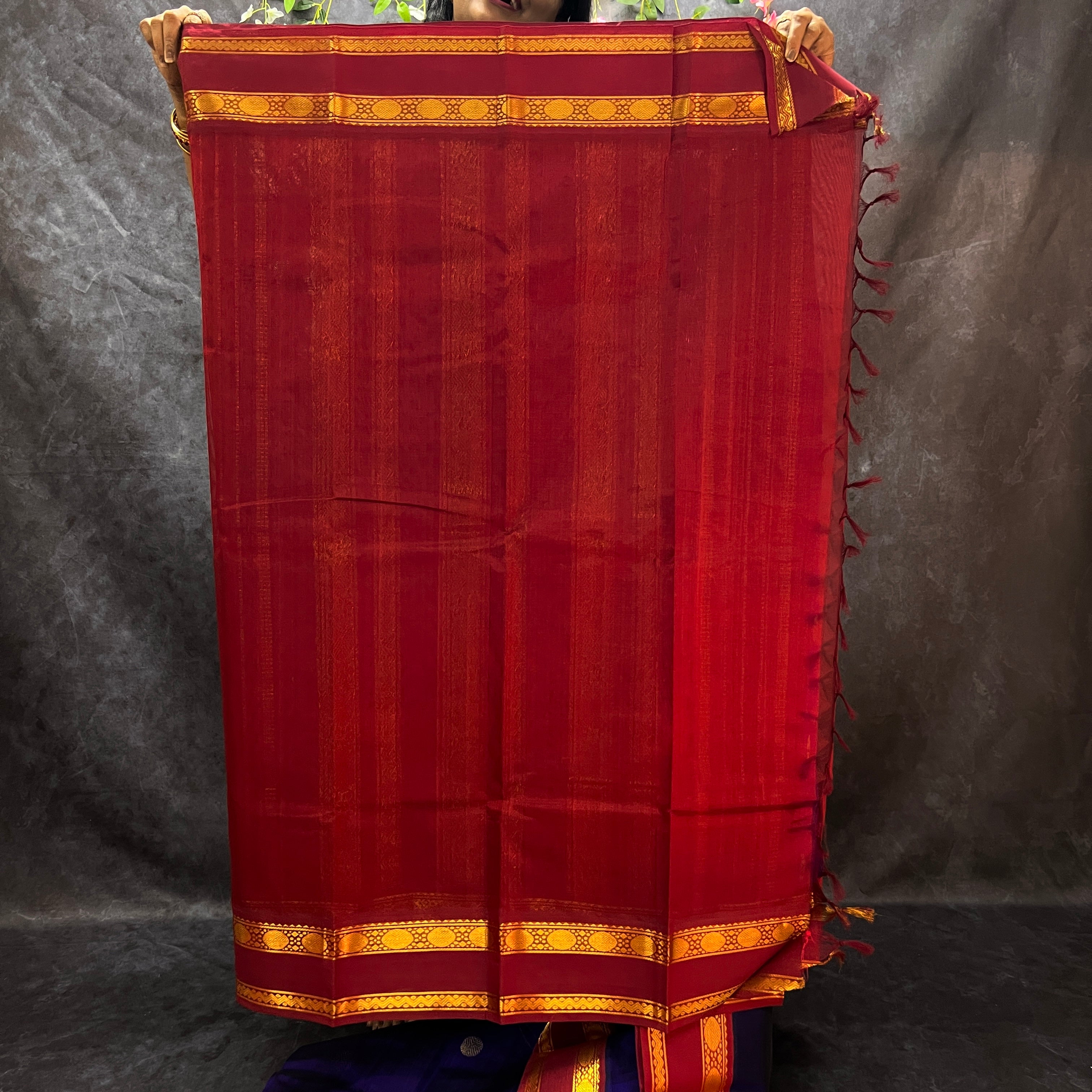 Bright Violet Silk Cotton Saree