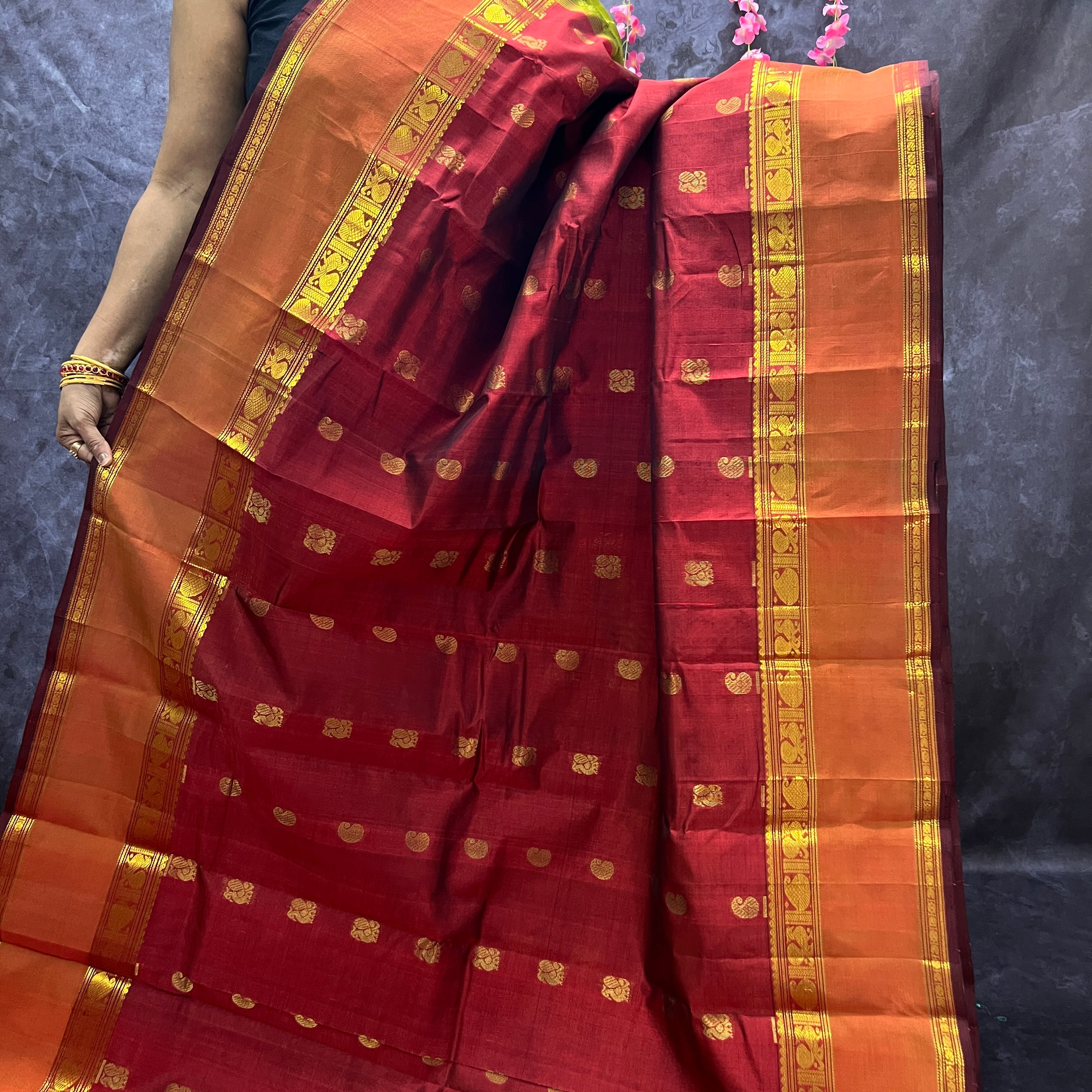 Maroon Silk Cotton Saree