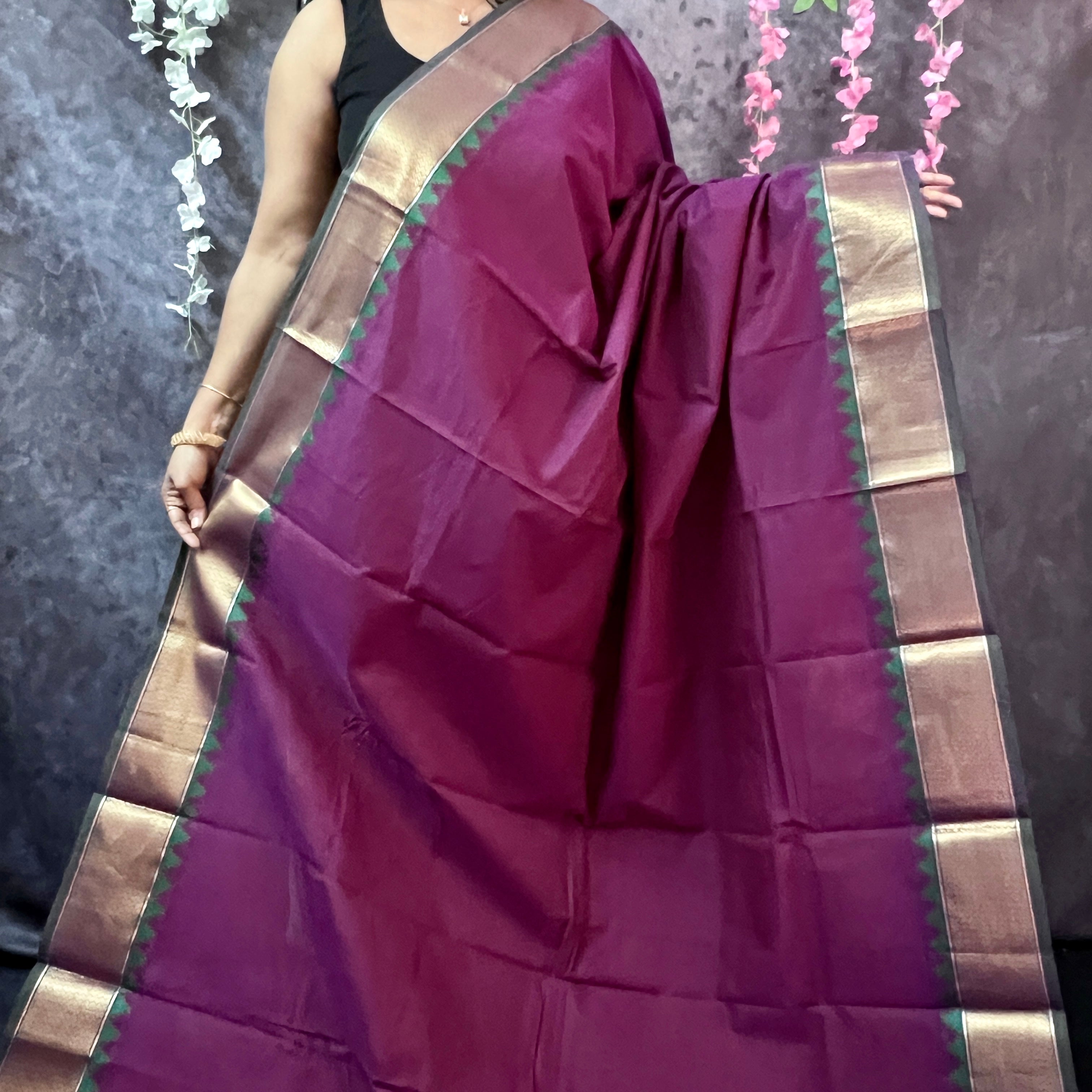 Magenta chettinadu cotton saree