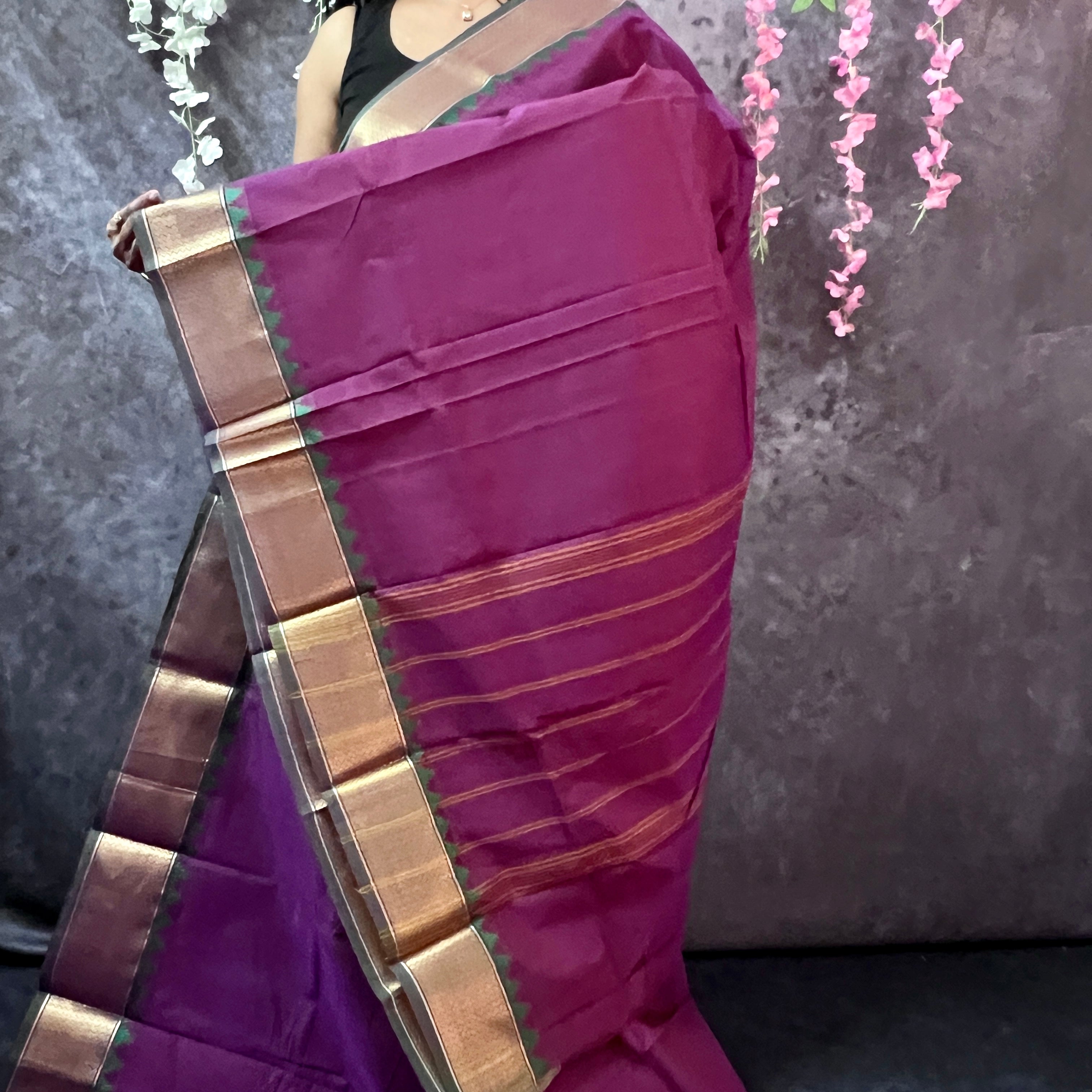 Magenta chettinadu cotton saree