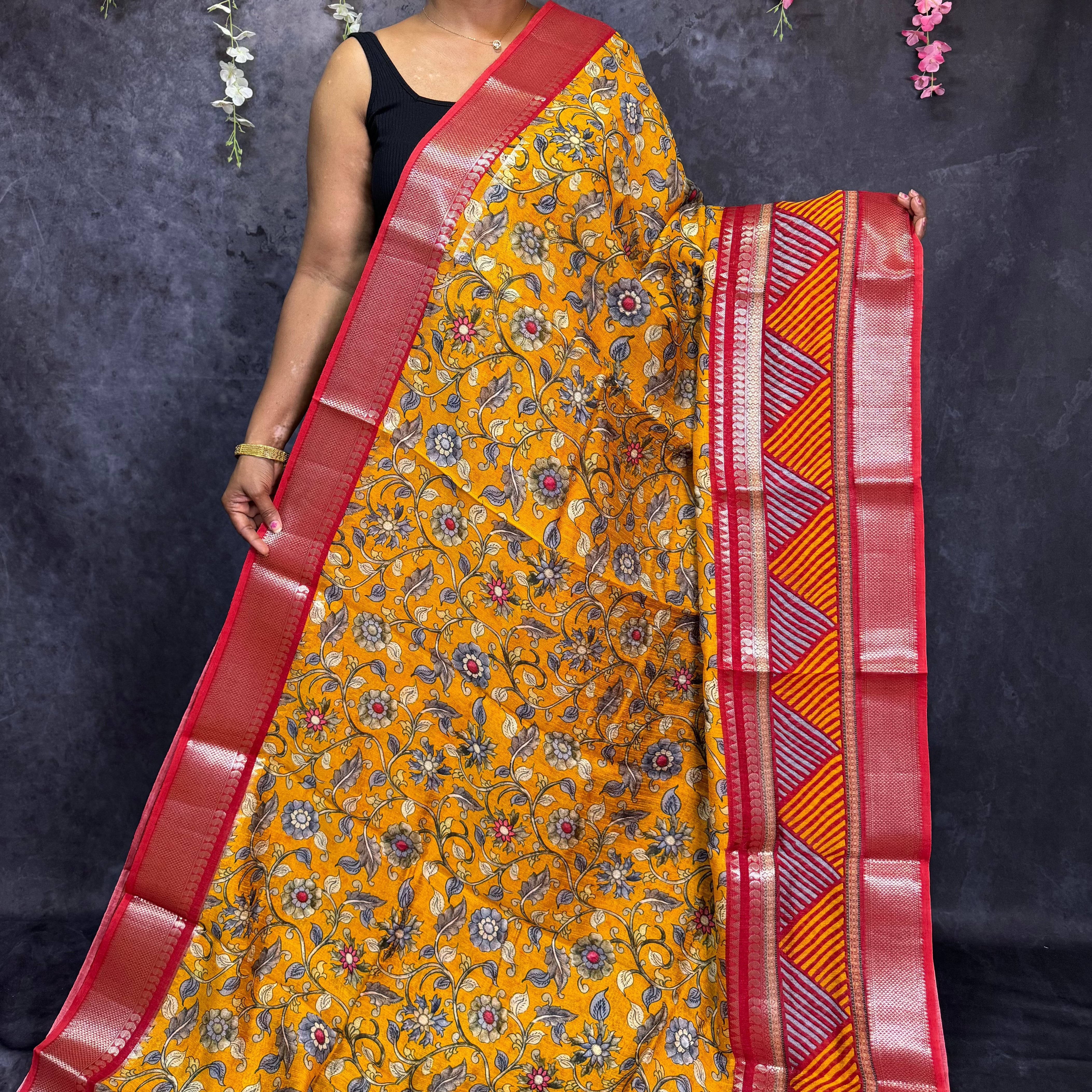 Yellow Banarasi Silk Saree