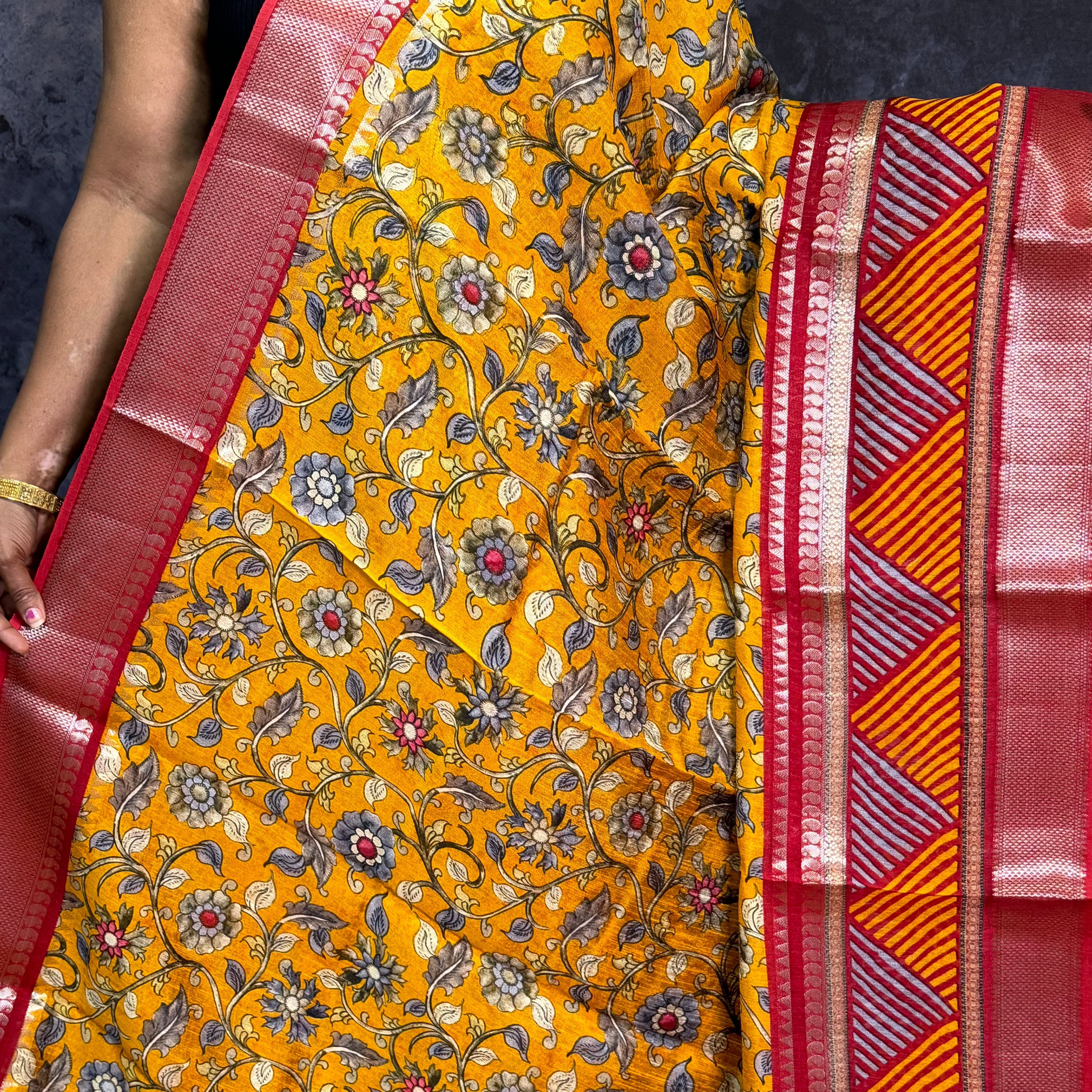 Yellow Banarasi Silk Saree